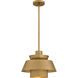 Lumi 1 Light 14 inch Brushed Weathered Brass Pendant Ceiling Light