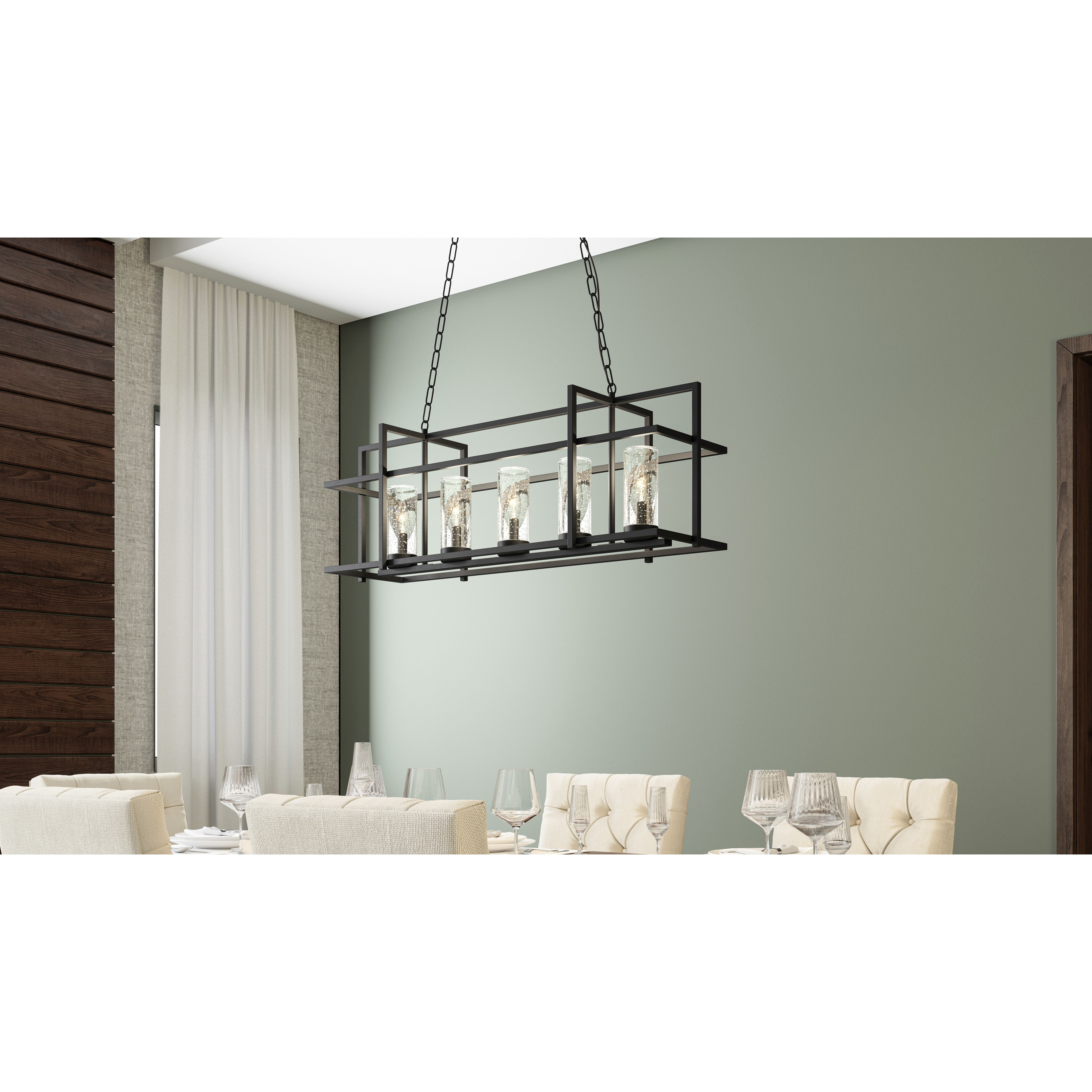 Damien 5 Light 37 inch Earth Black Island Light Ceiling Light
