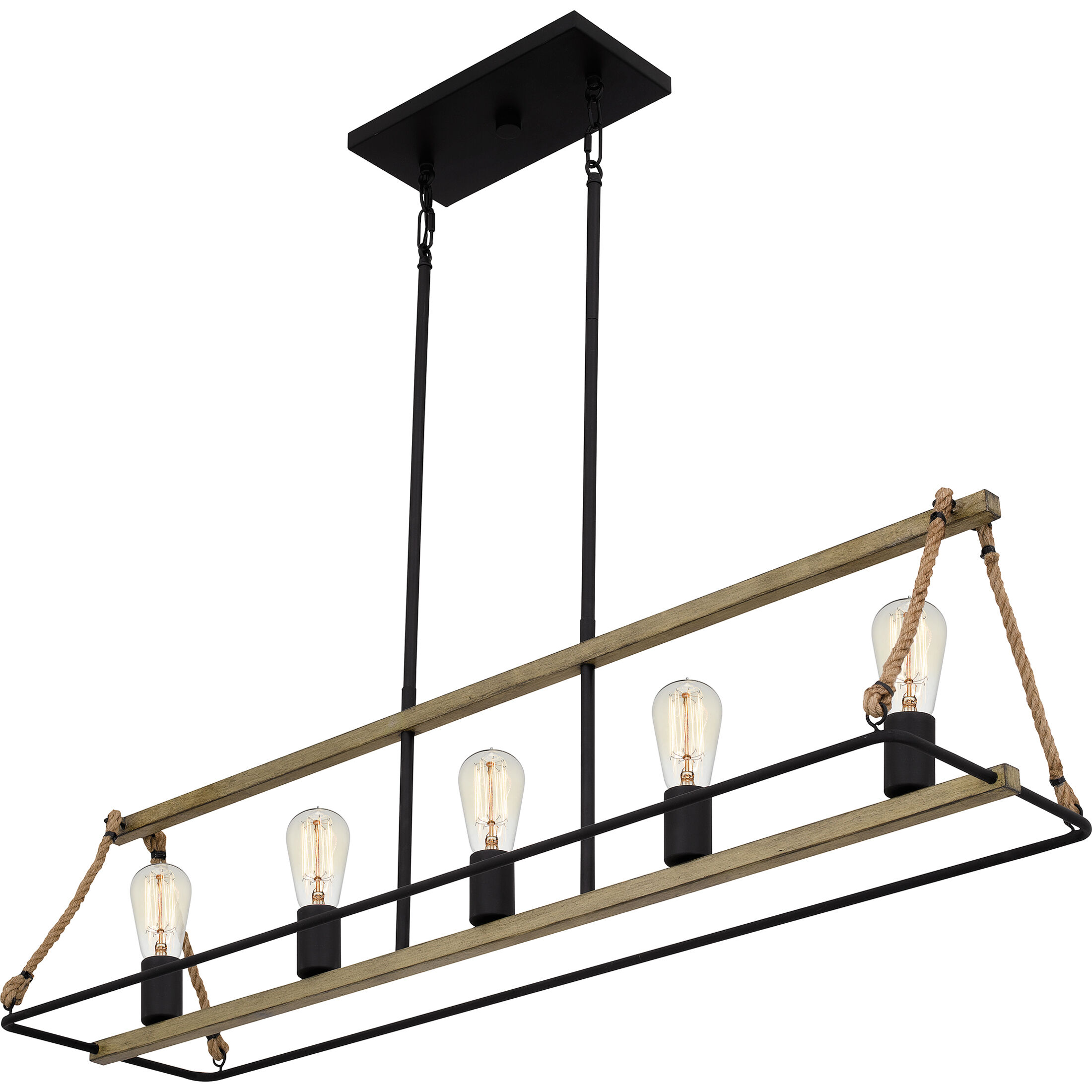 Oak Park 5 Light 42 inch Matte Black Island Light Ceiling Light