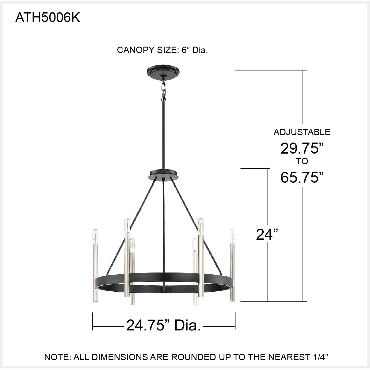 Anthem 6 Light 25 inch Mystic Black Chandelier Ceiling Light