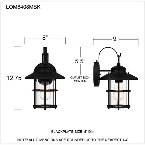 Lombard 1 Light 13 inch Matte Black Outdoor Wall Lantern