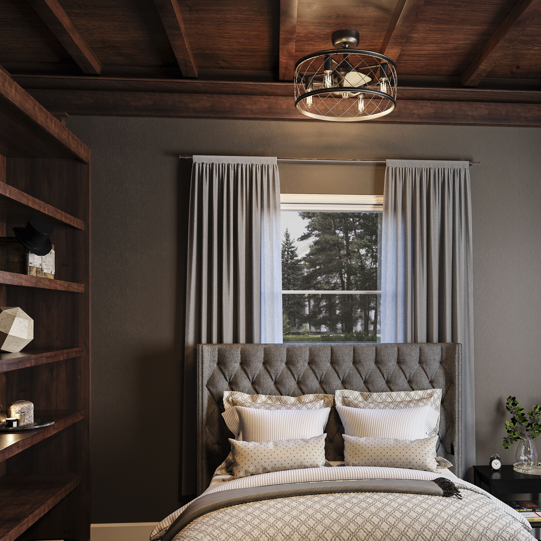 Dury 22 inch Palladian Bronze with Brown Blades Fandelier