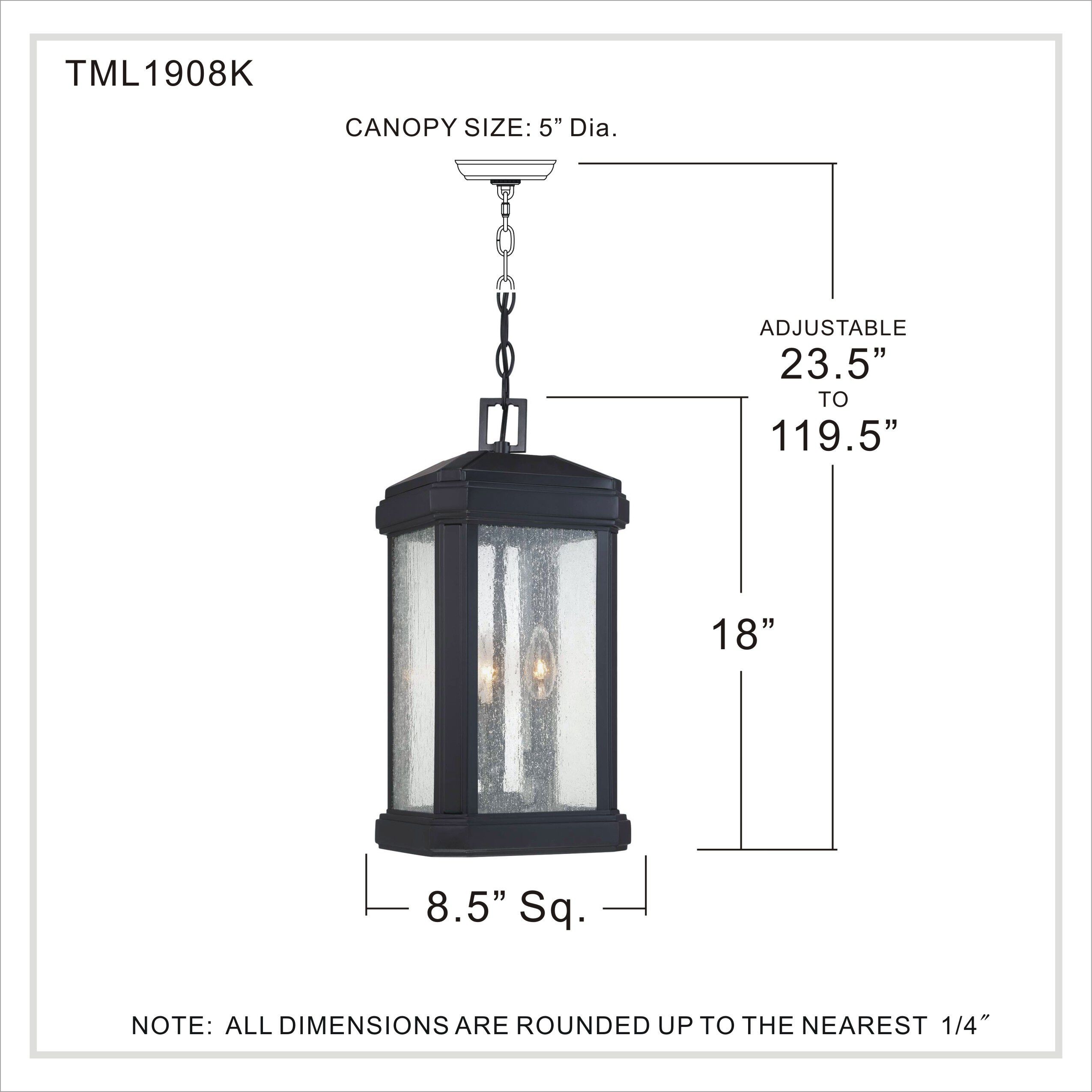 Trumbull 3 Light 8.5 inch Mystic Black Outdoor Hanging