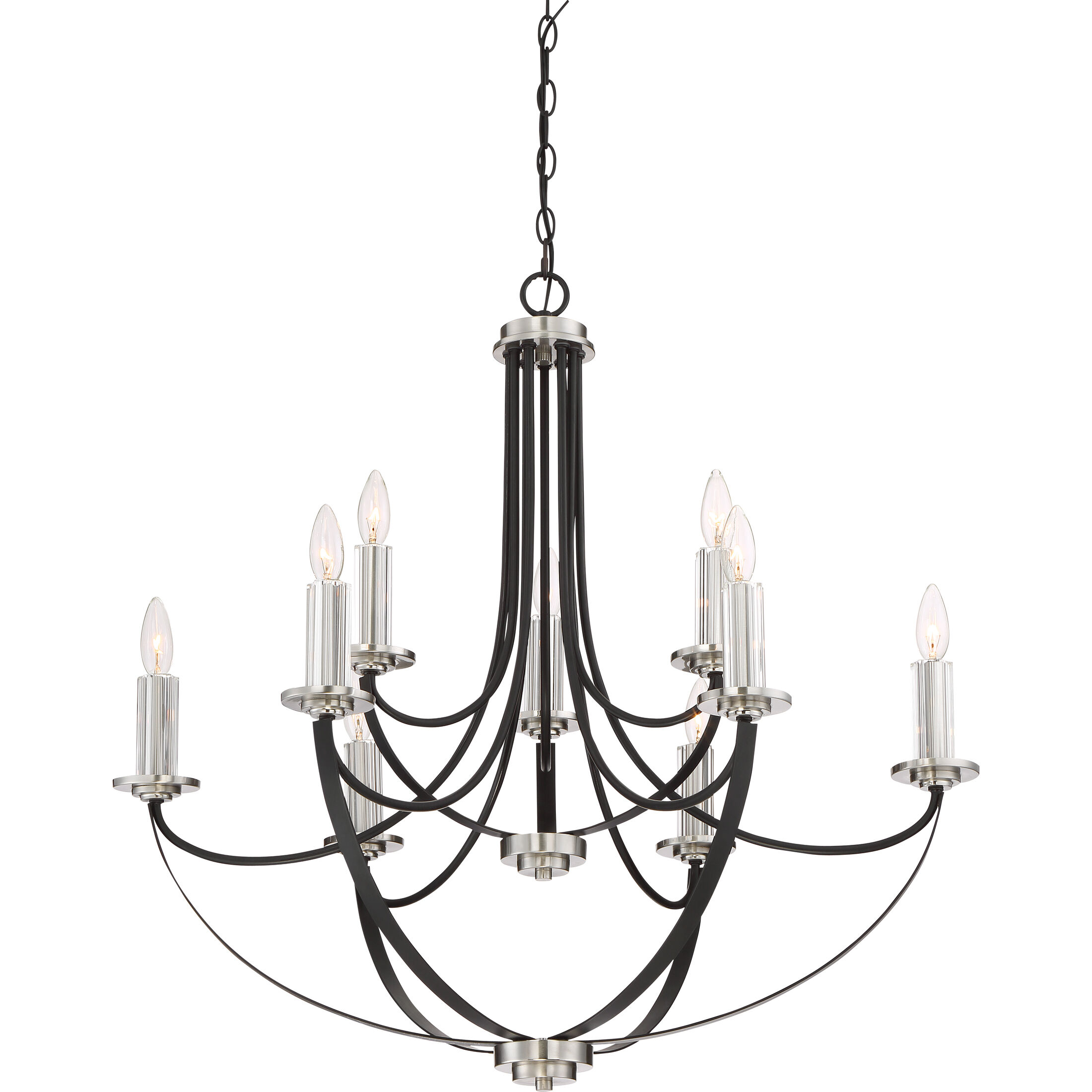 Alana 9 Light 32 inch Mystic Black Chandelier Ceiling Light, Two Tier