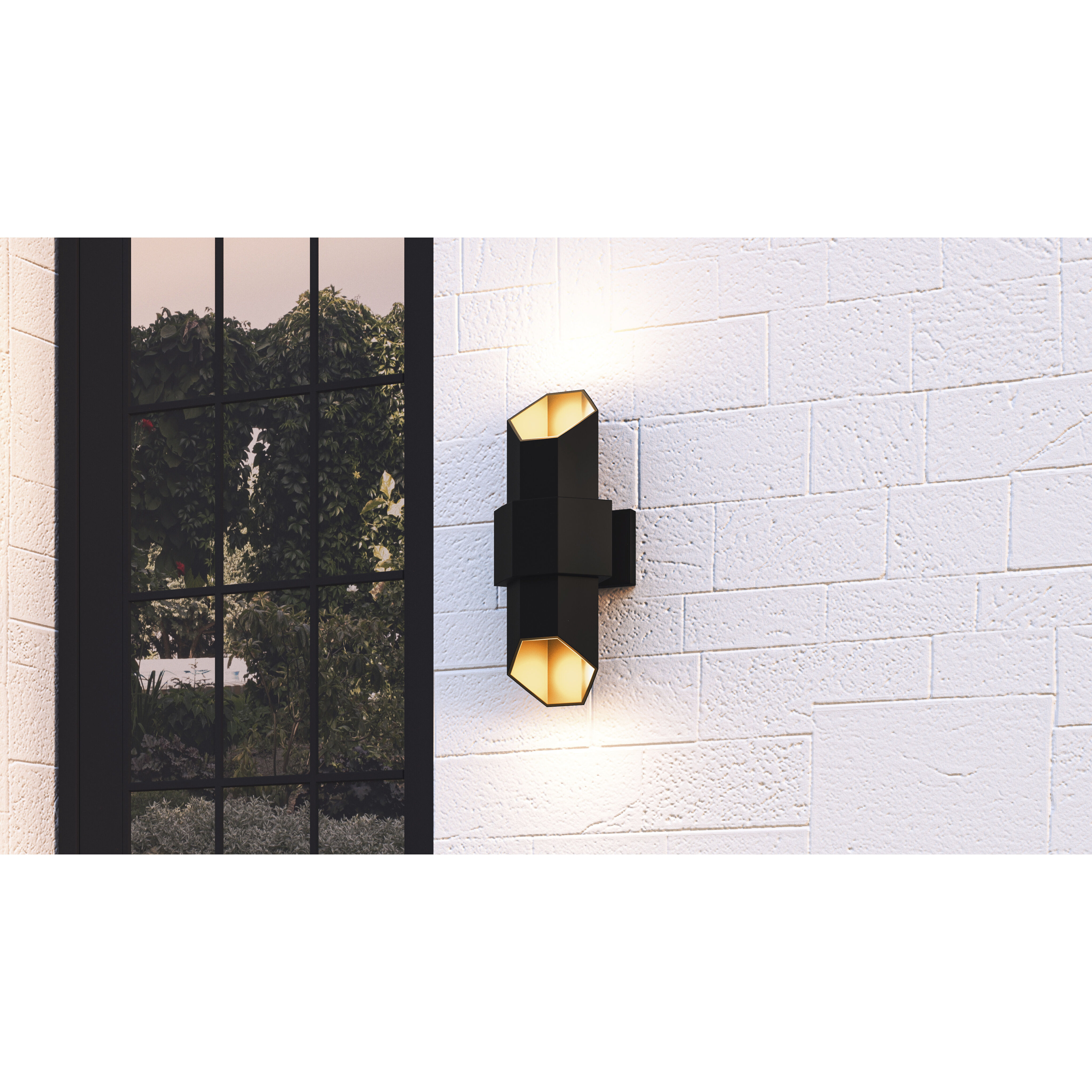 Chasm LED 15 inch Matte Black Gold Outdoor Wall Lantern