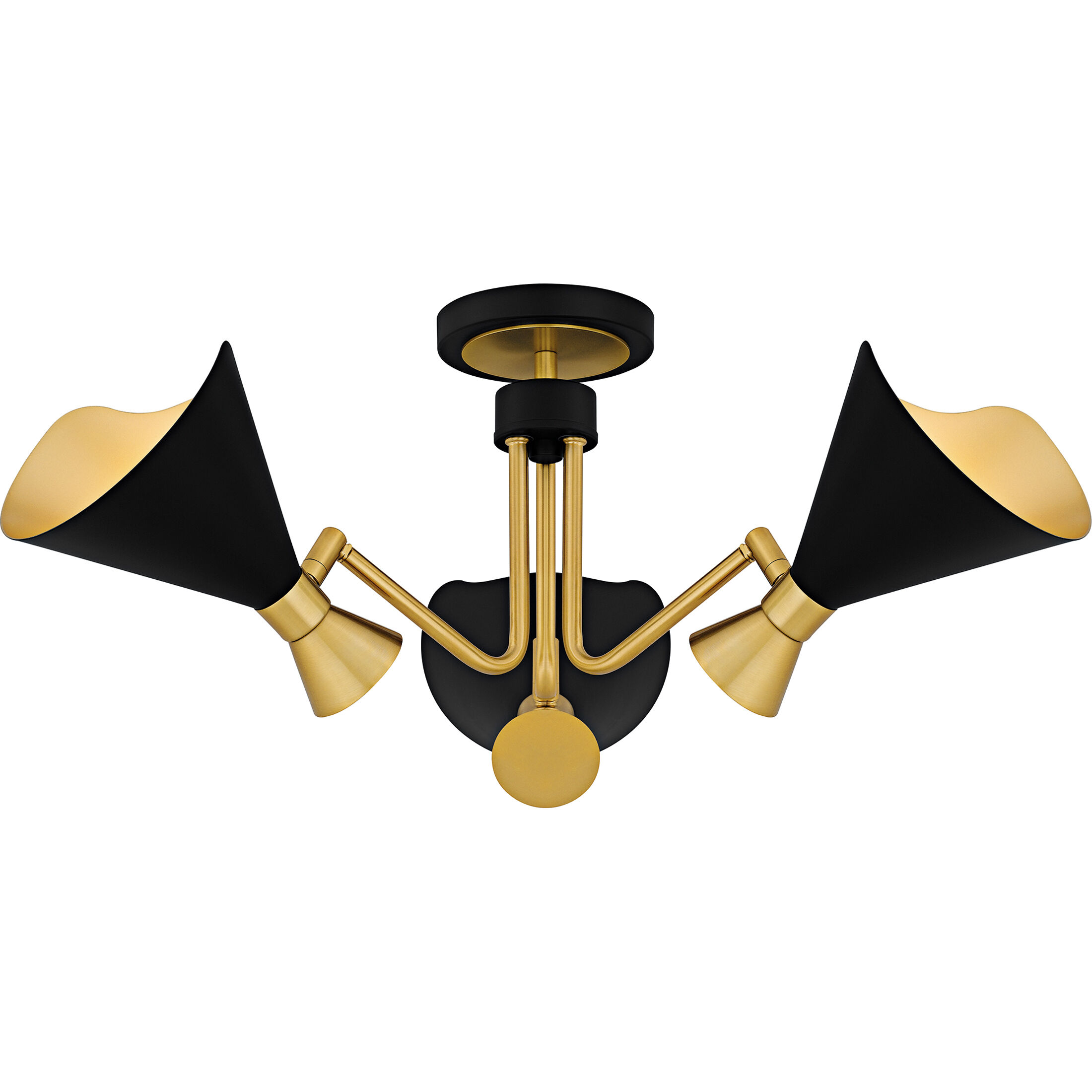 Arden 3 Light 26 inch Matte Black Semi-Flush Mount Ceiling Light, Large