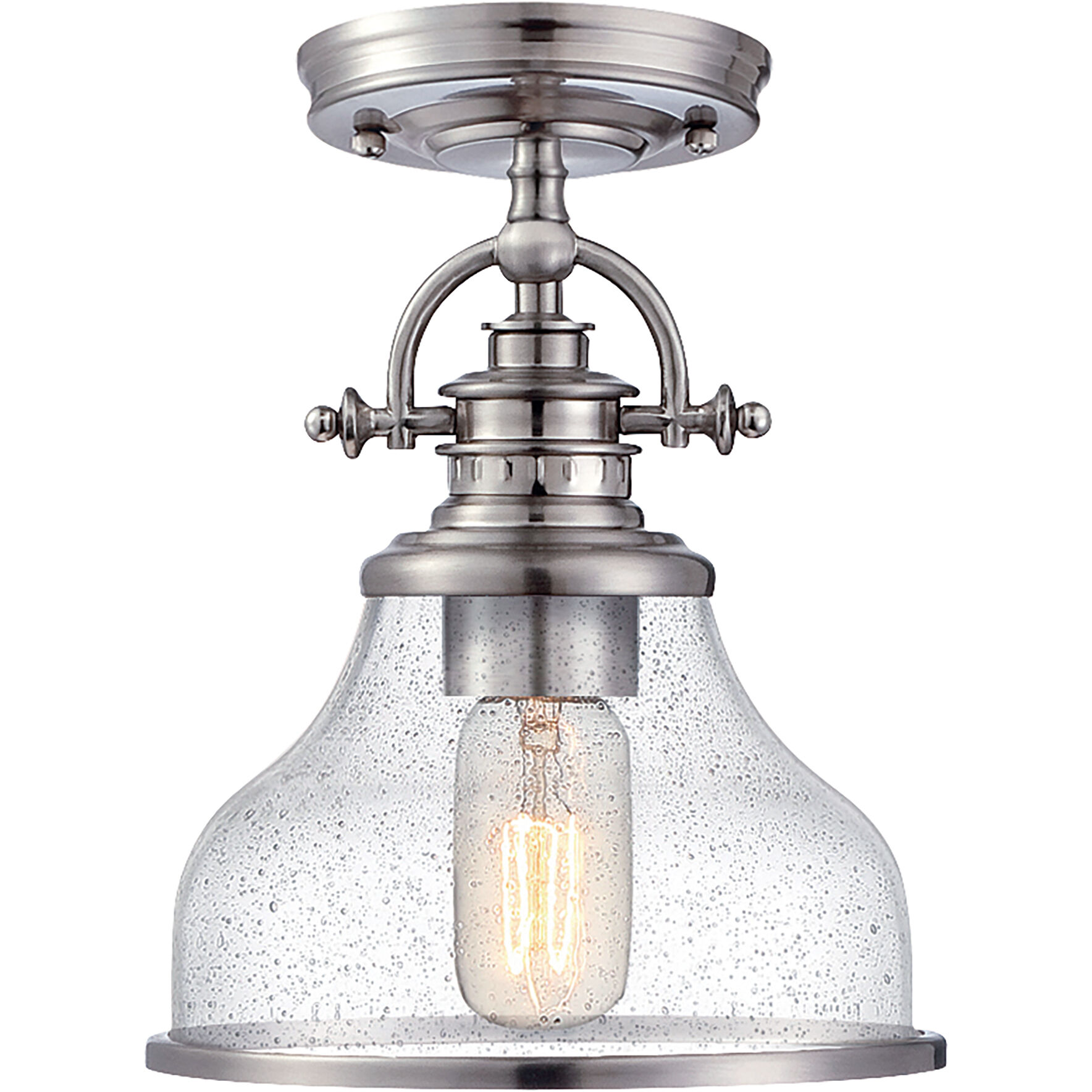 Grant 1 Light 8 inch Brushed Nickel Semi-Flush Mount Ceiling Light