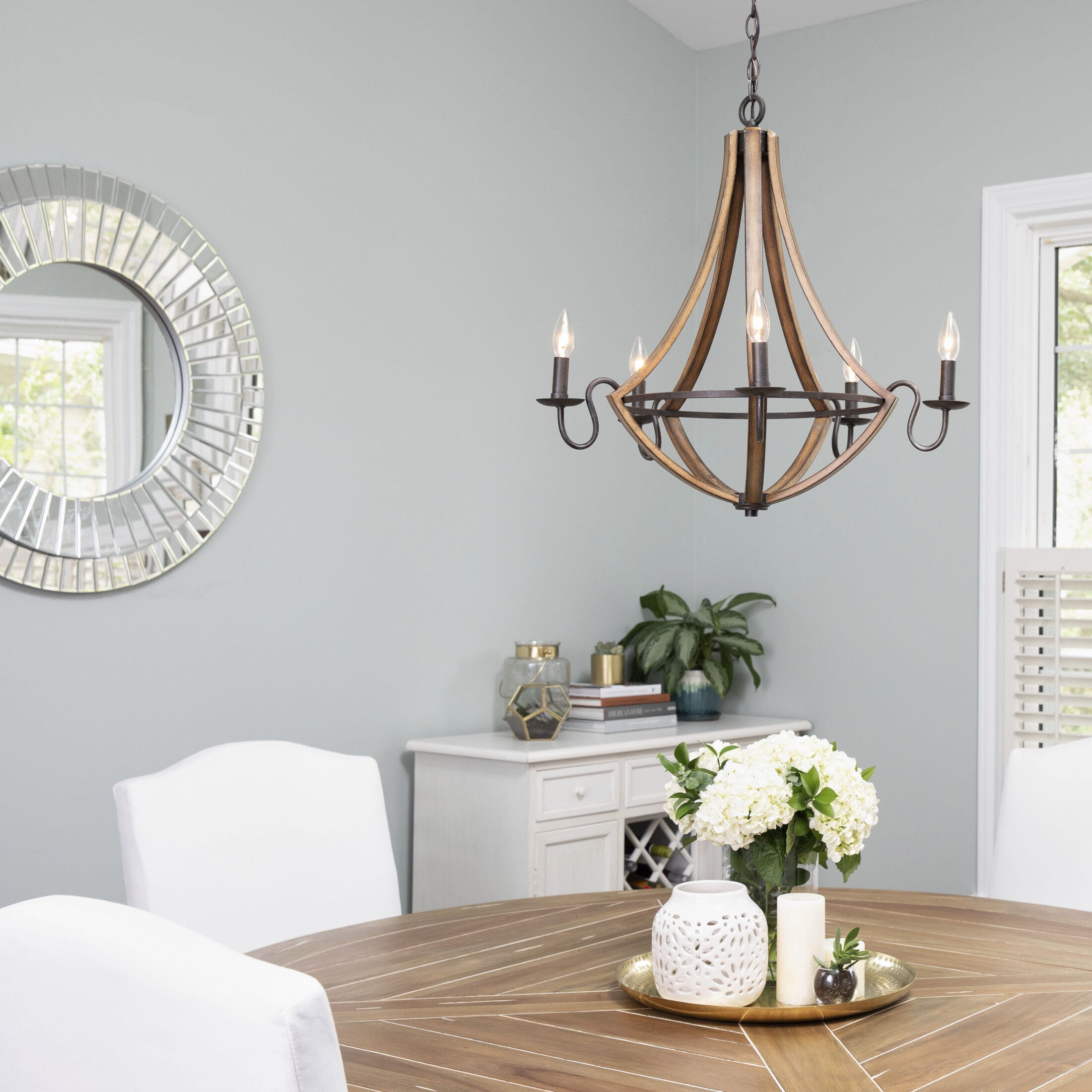 Shire 5 Light 27 inch Rustic Black Chandelier Ceiling Light