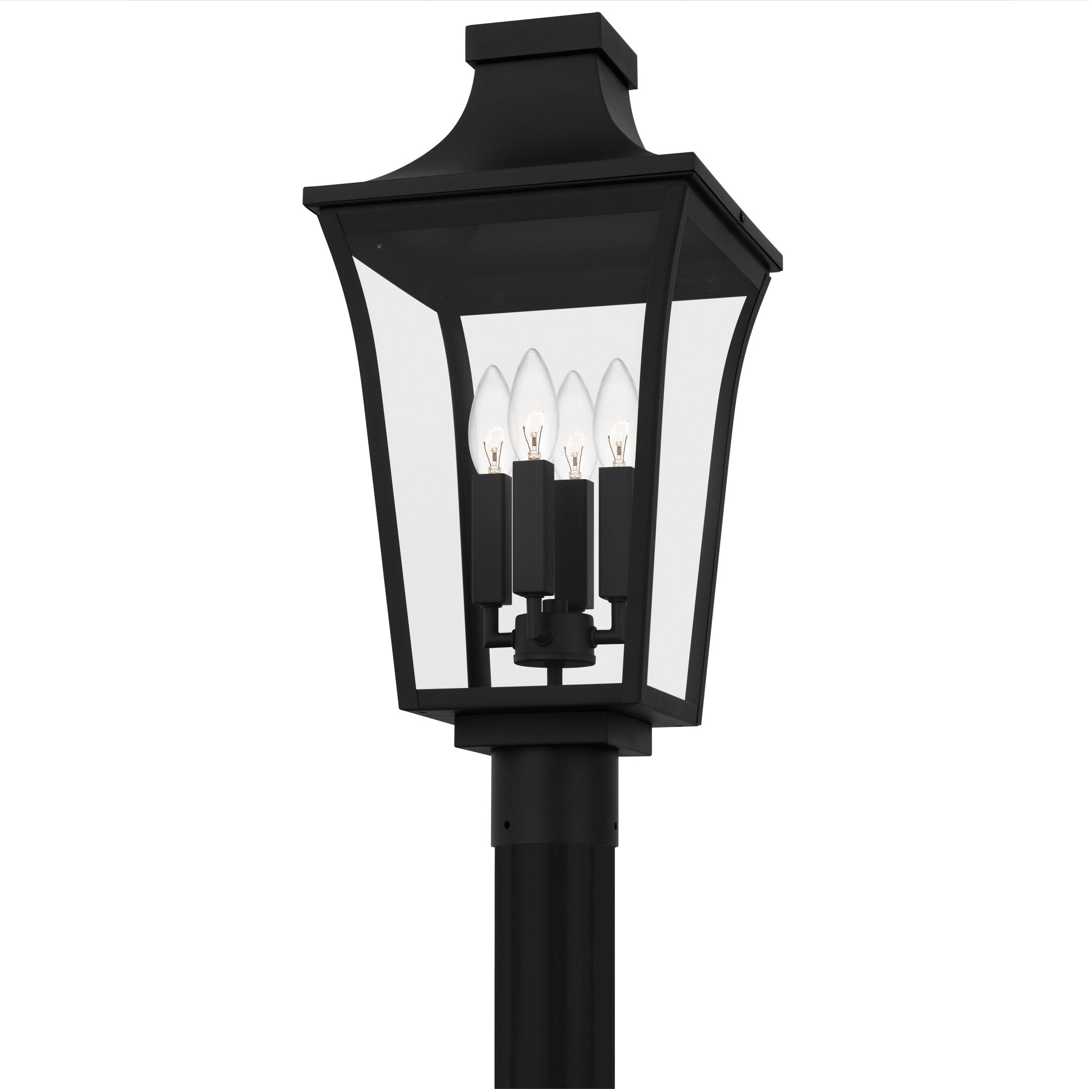 Quentin 4 Light 21.5 inch Earth Black Outdoor Post Lantern, Large