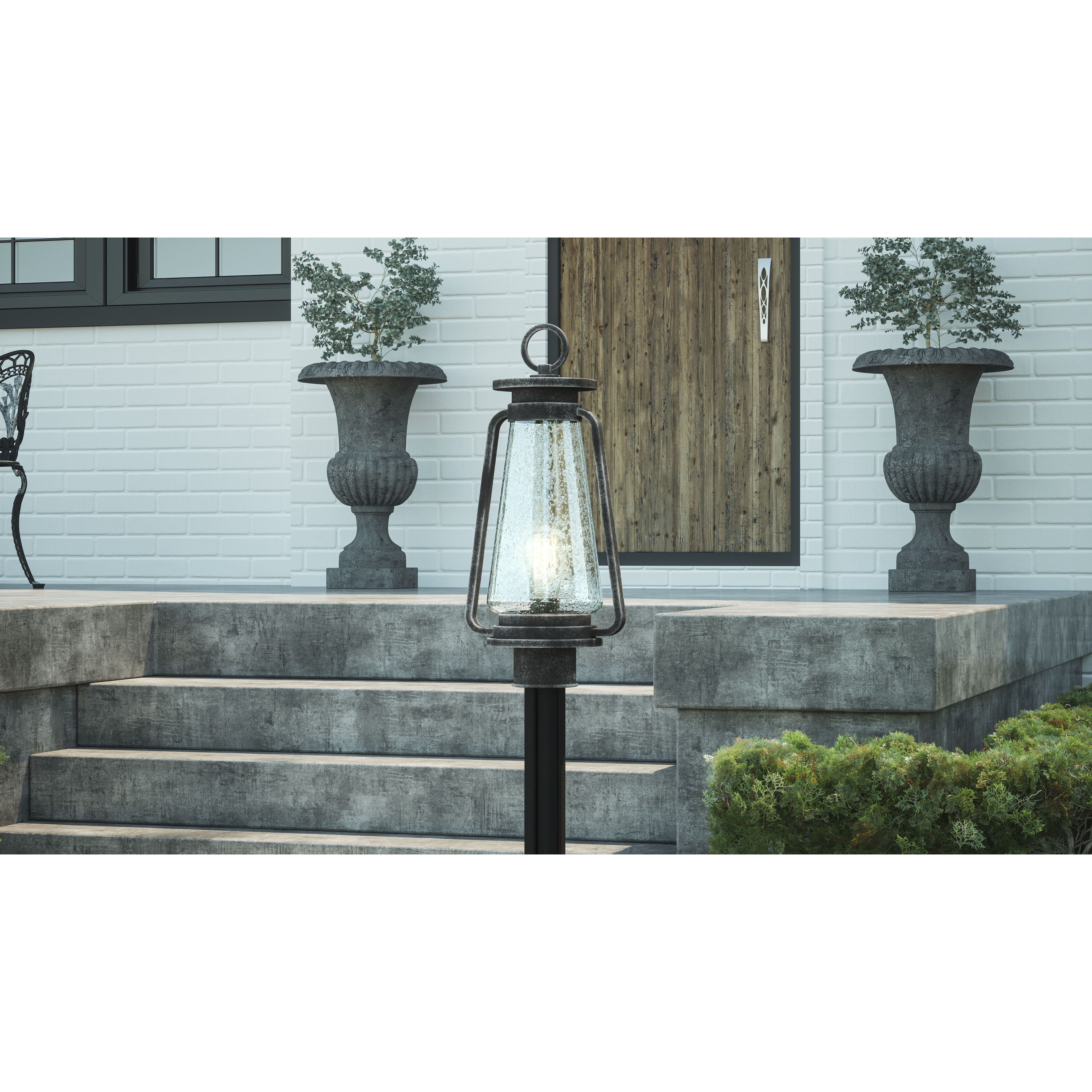 Sutton 1 Light 19.25 inch Speckled Black Outdoor Post Lantern, Large