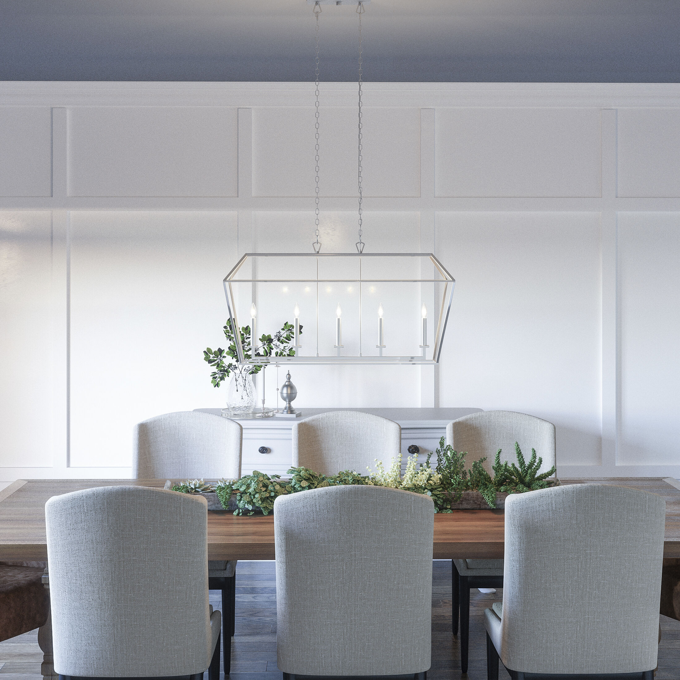 Aviary 5 Light 42 inch Polished Nickel Island Chandelier Ceiling Light