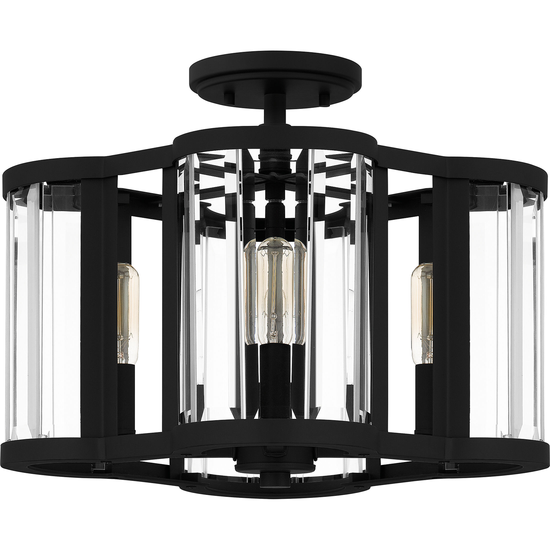 Matte black semi store flush mount light