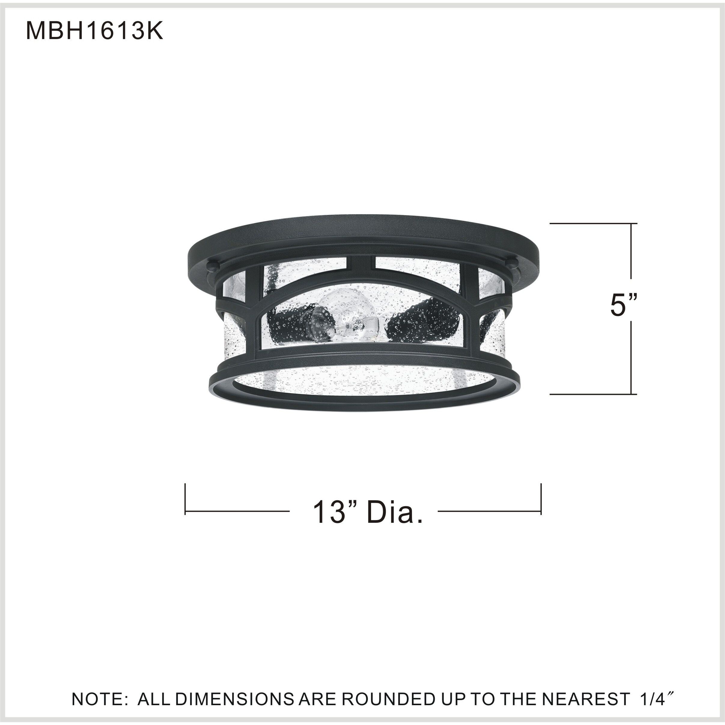 Marblehead 2 Light 13 inch Mystic Black Outdoor Flush Mount