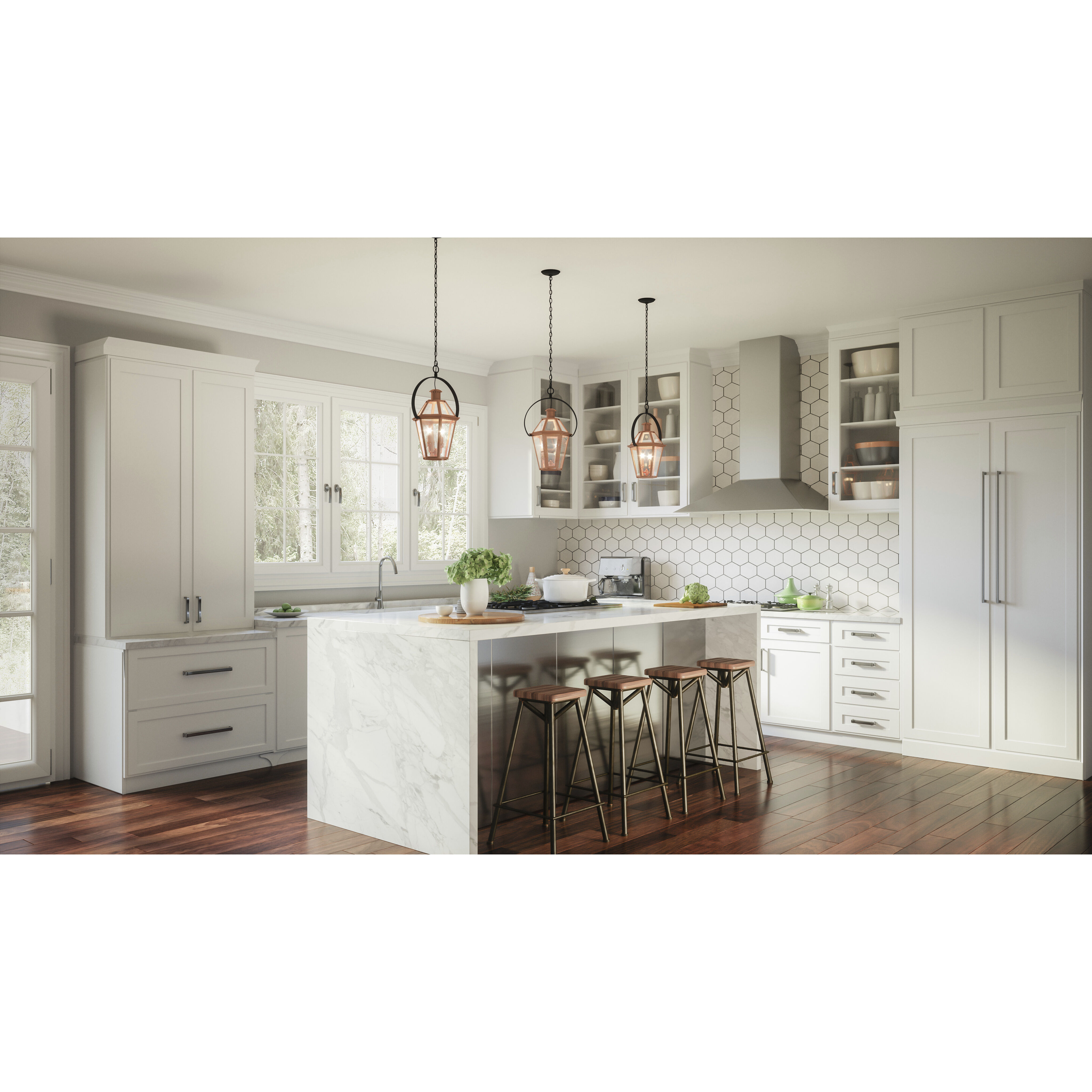 Burdett 3 Light 18 inch Aged Copper Pendant Ceiling Light