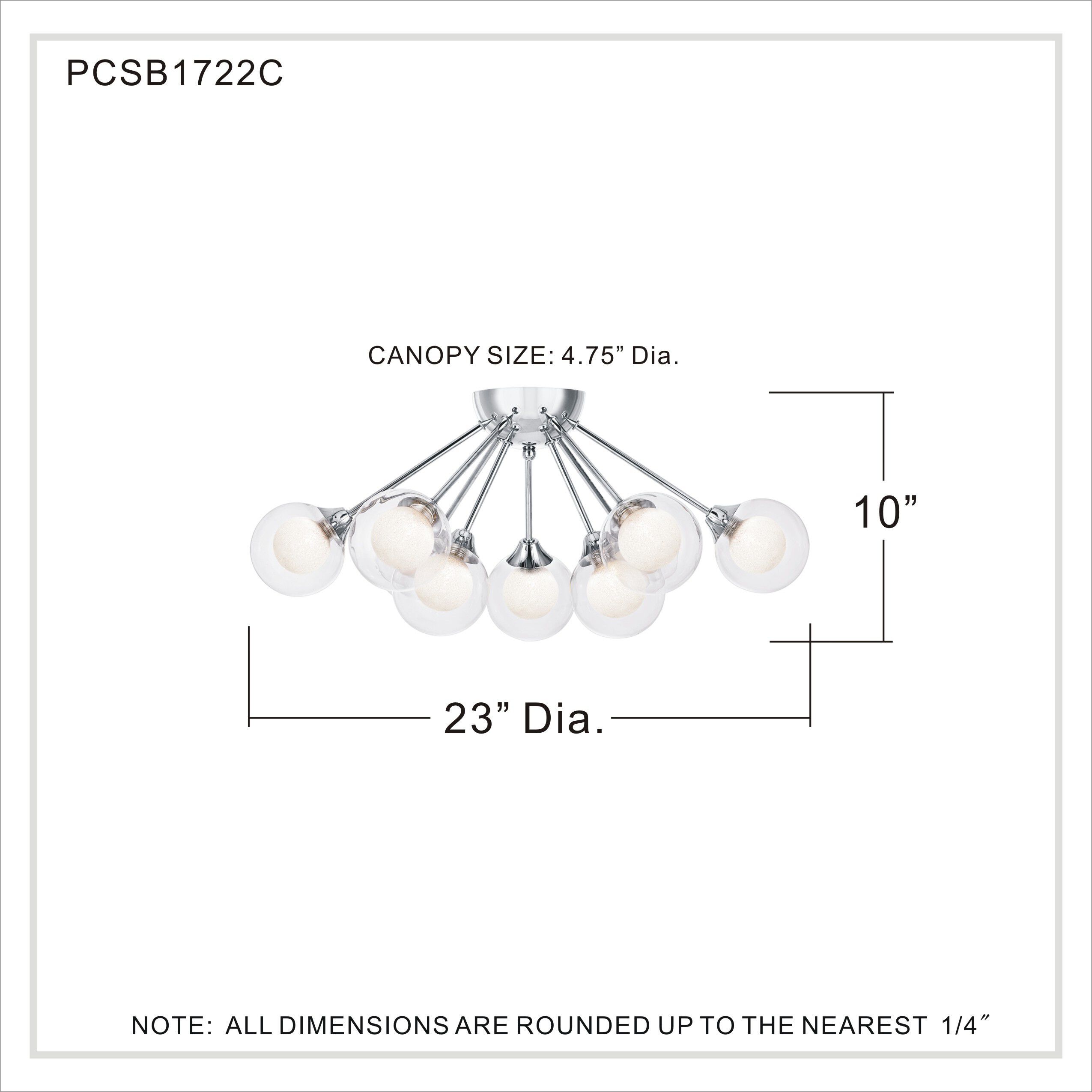 Spellbound 9 Light 22 inch Polished Chrome Semi-Flush Mount Ceiling Light