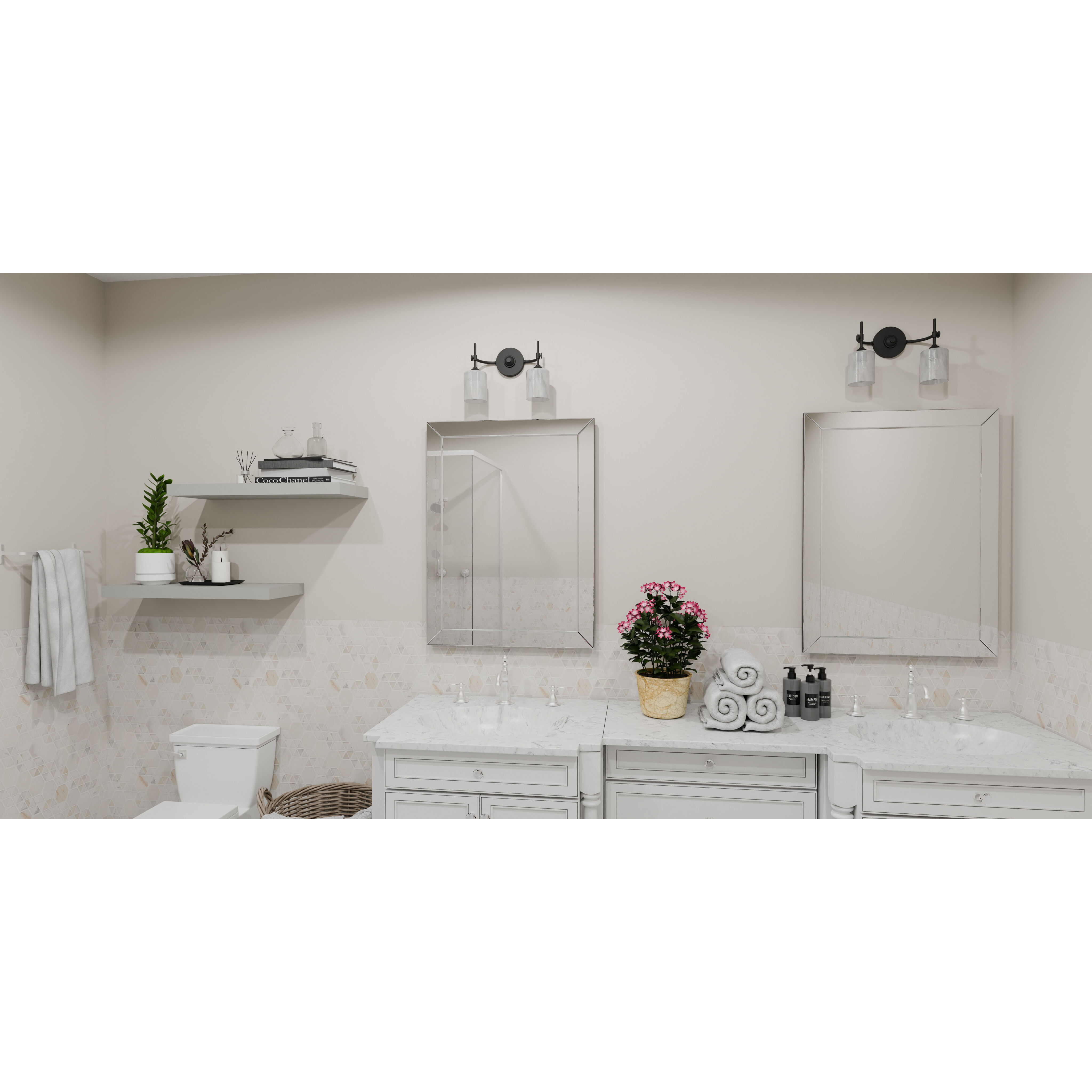 Aria 2 Light 15 inch Matte Black Bath Light Wall Light, Medium