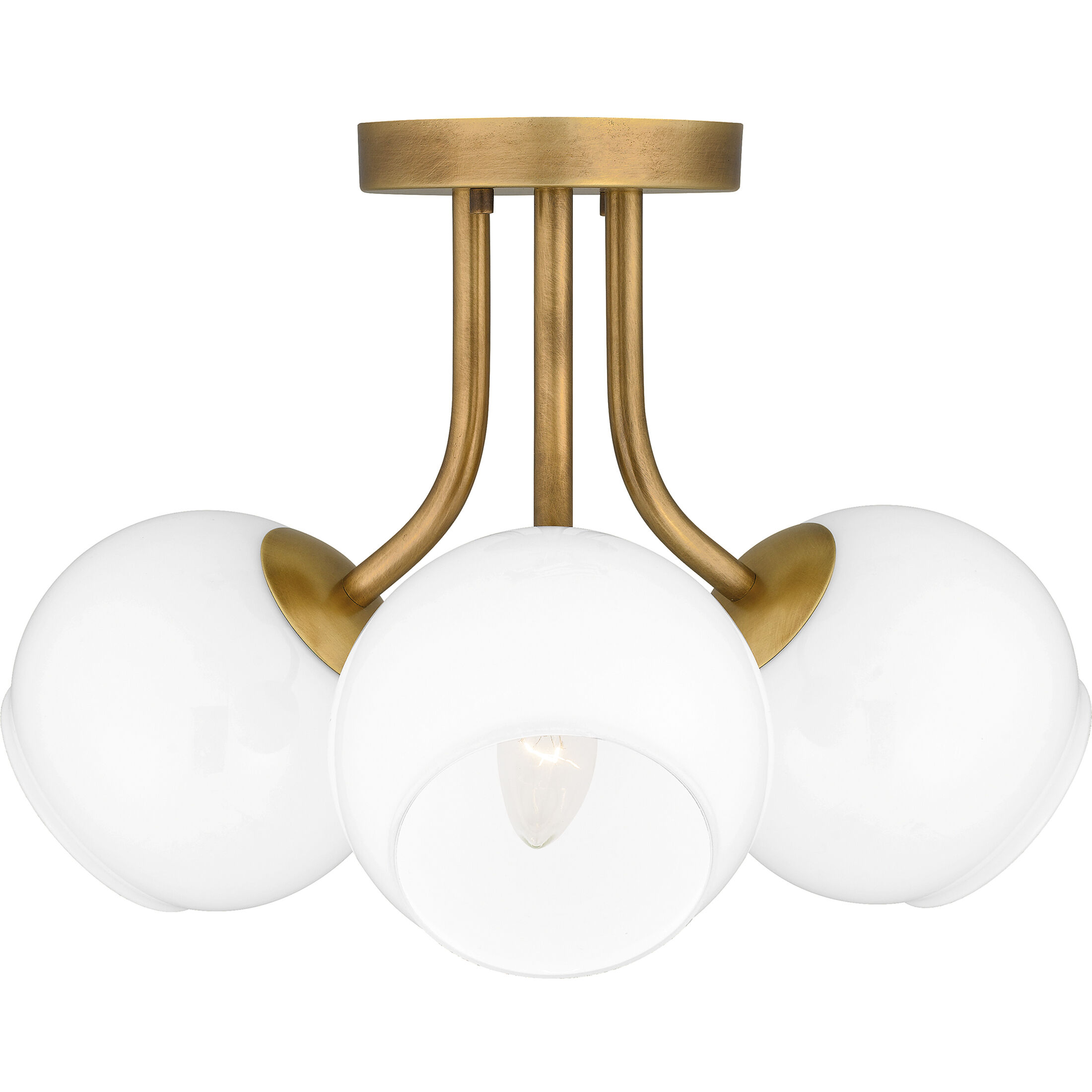 Oberlin 3 Light 16 inch Weathered Brass Semi-Flush Mount Ceiling Light
