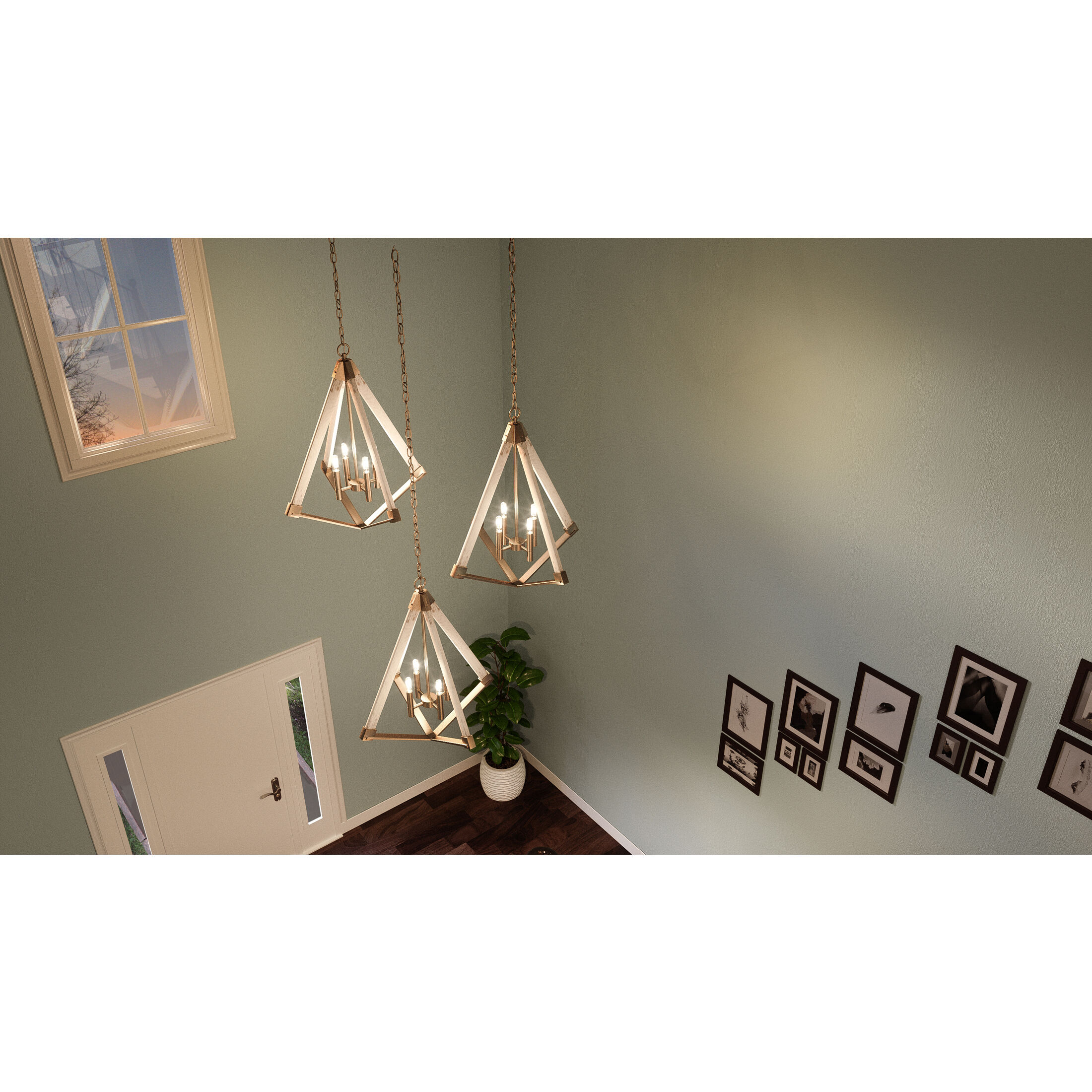 Viewpoint 4 Light 24 inch Weathered Brass Foyer Chandelier Ceiling Light