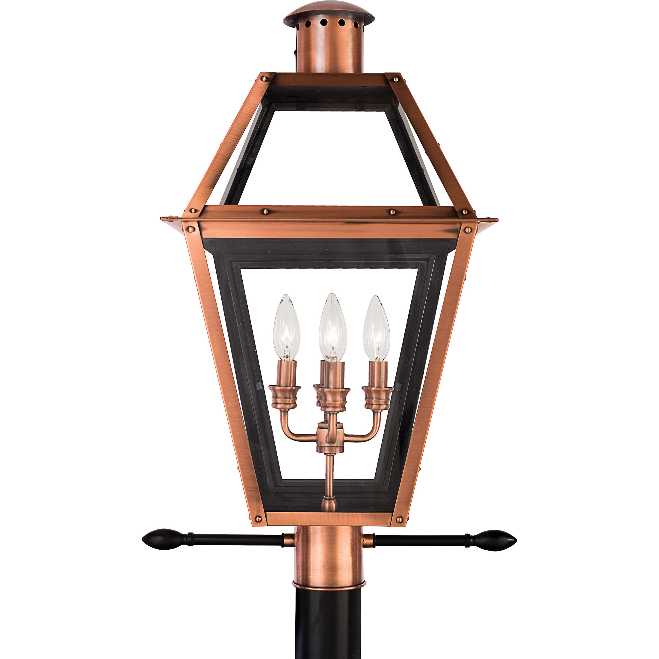 Rue De Royal 4 Light 26 inch Aged Copper Outdoor Post Lantern