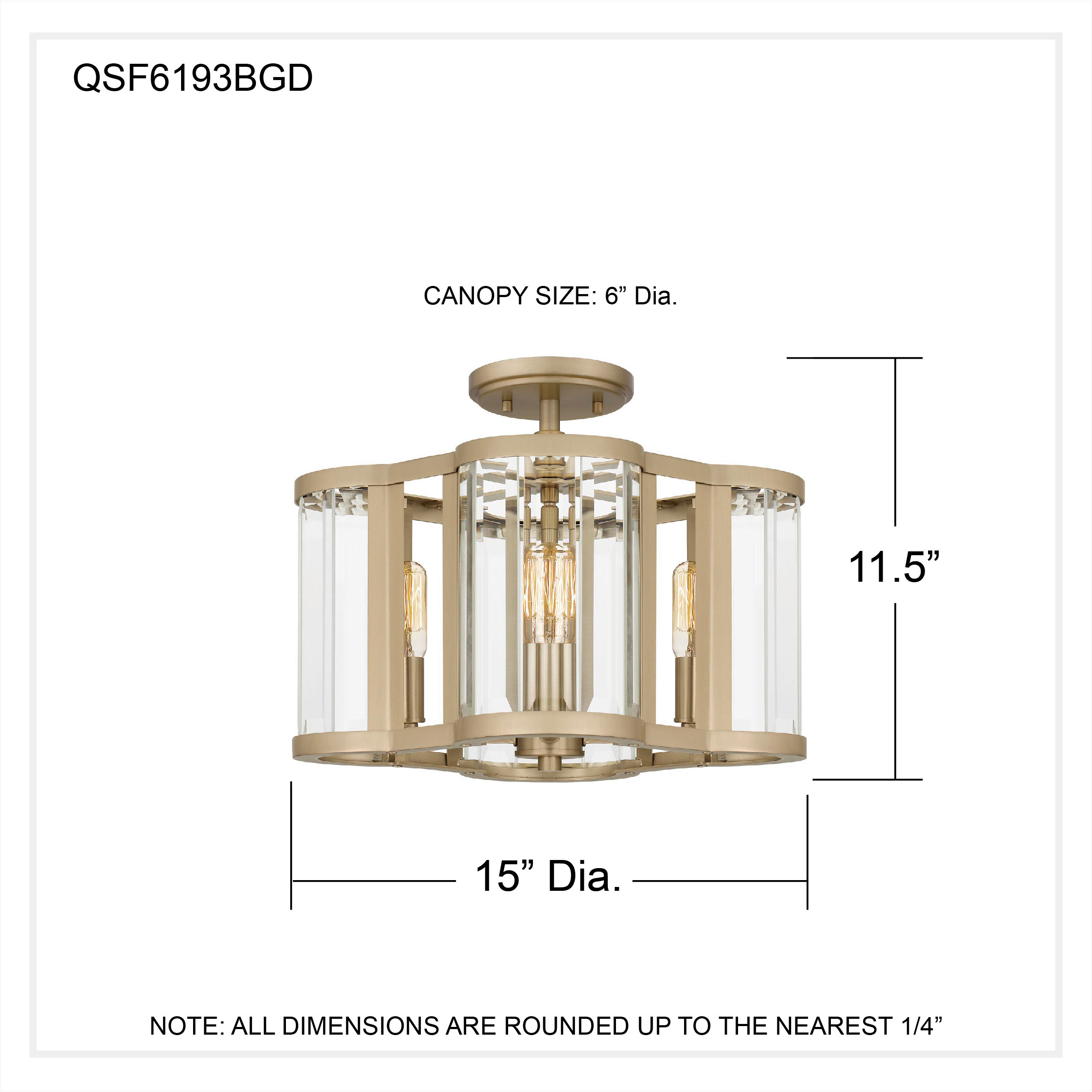 Renee 4 Light 15 inch Bronze Gold Semi-Flush Mount Ceiling Light