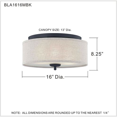 Blanche 3 Light 16 inch Matte Black Flush Mount Ceiling Light