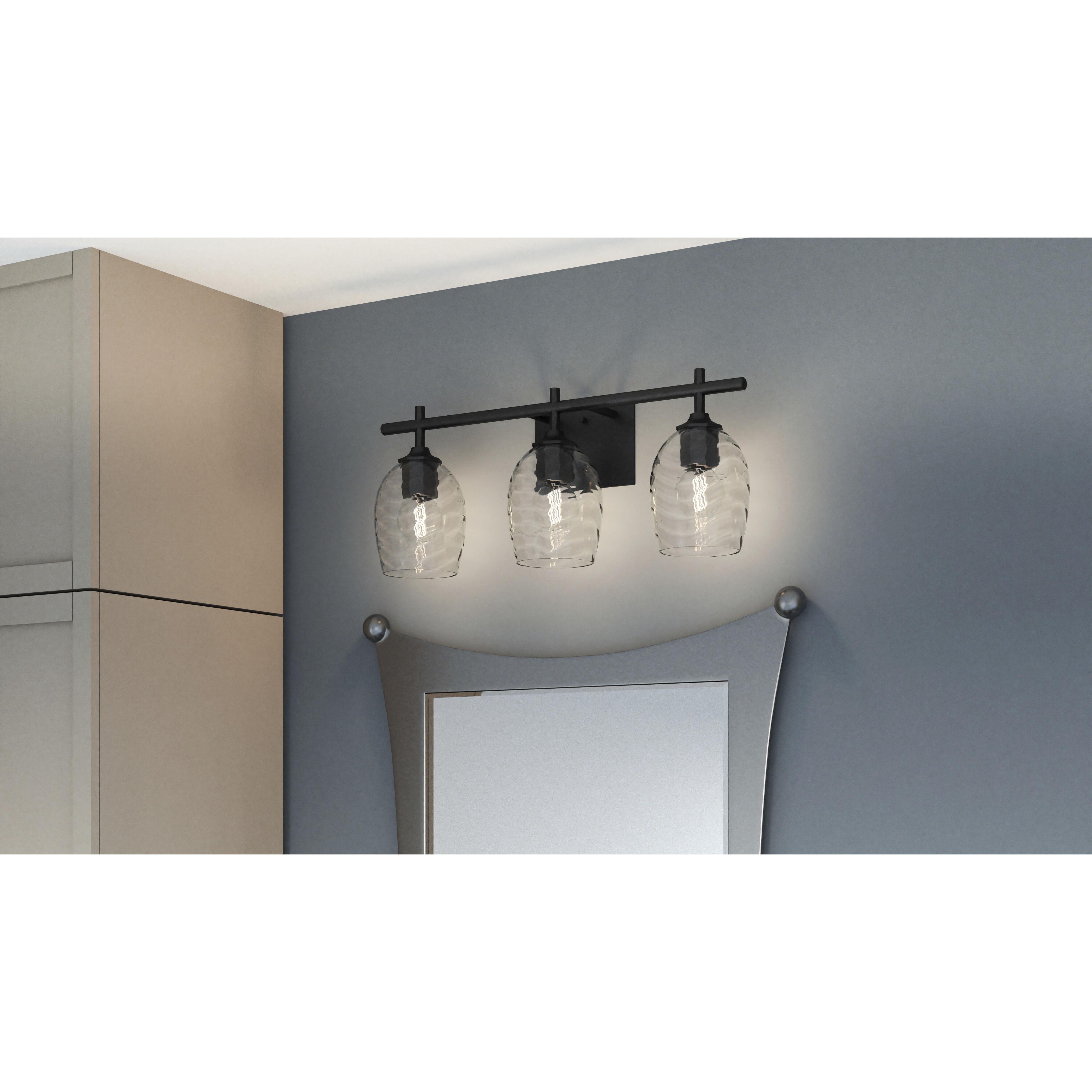 Lucy 3 Light 22 inch Matte Black Bath Light Wall Light
