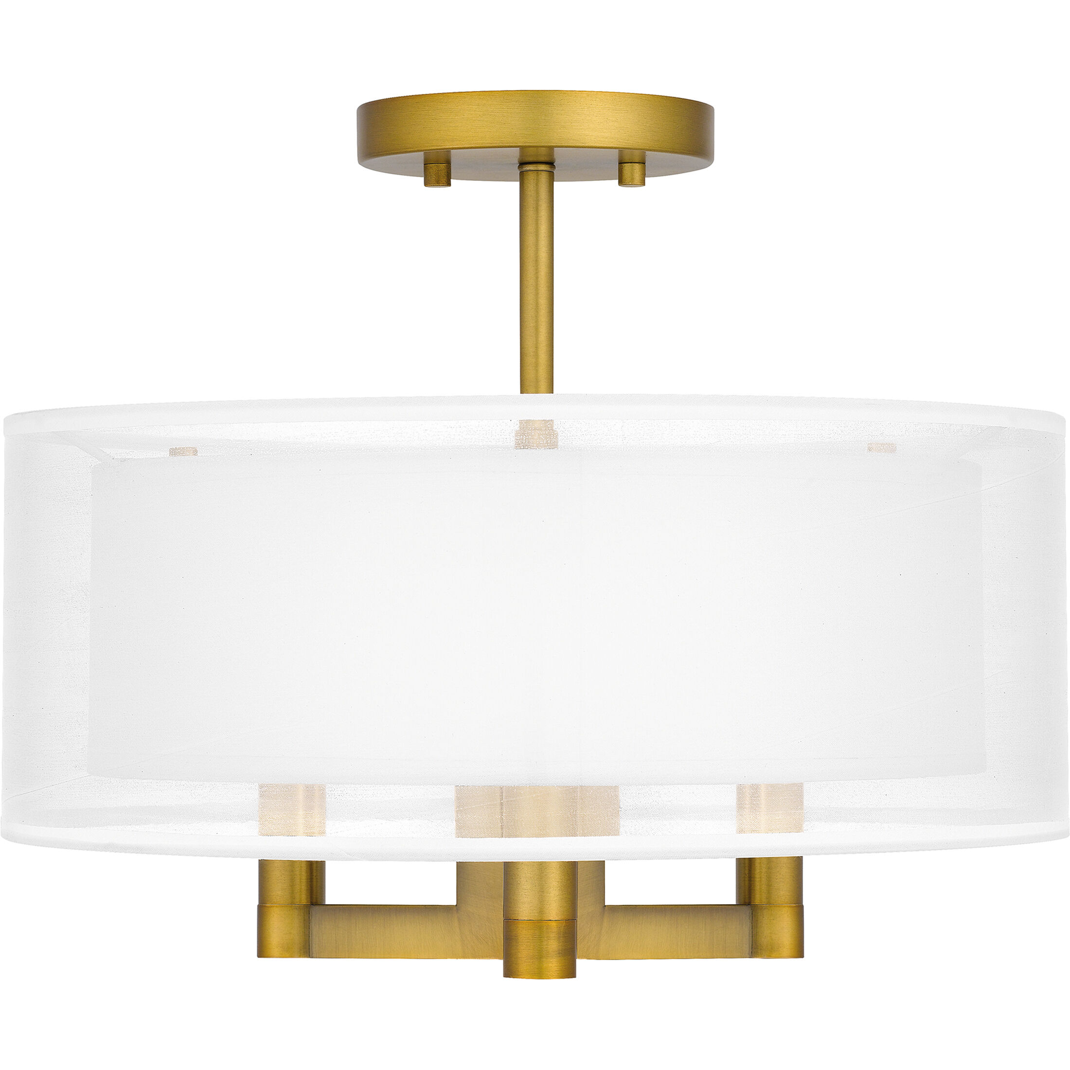 Bodnar 3 Light 15 inch Aged Brass Semi-Flush Mount Ceiling Light