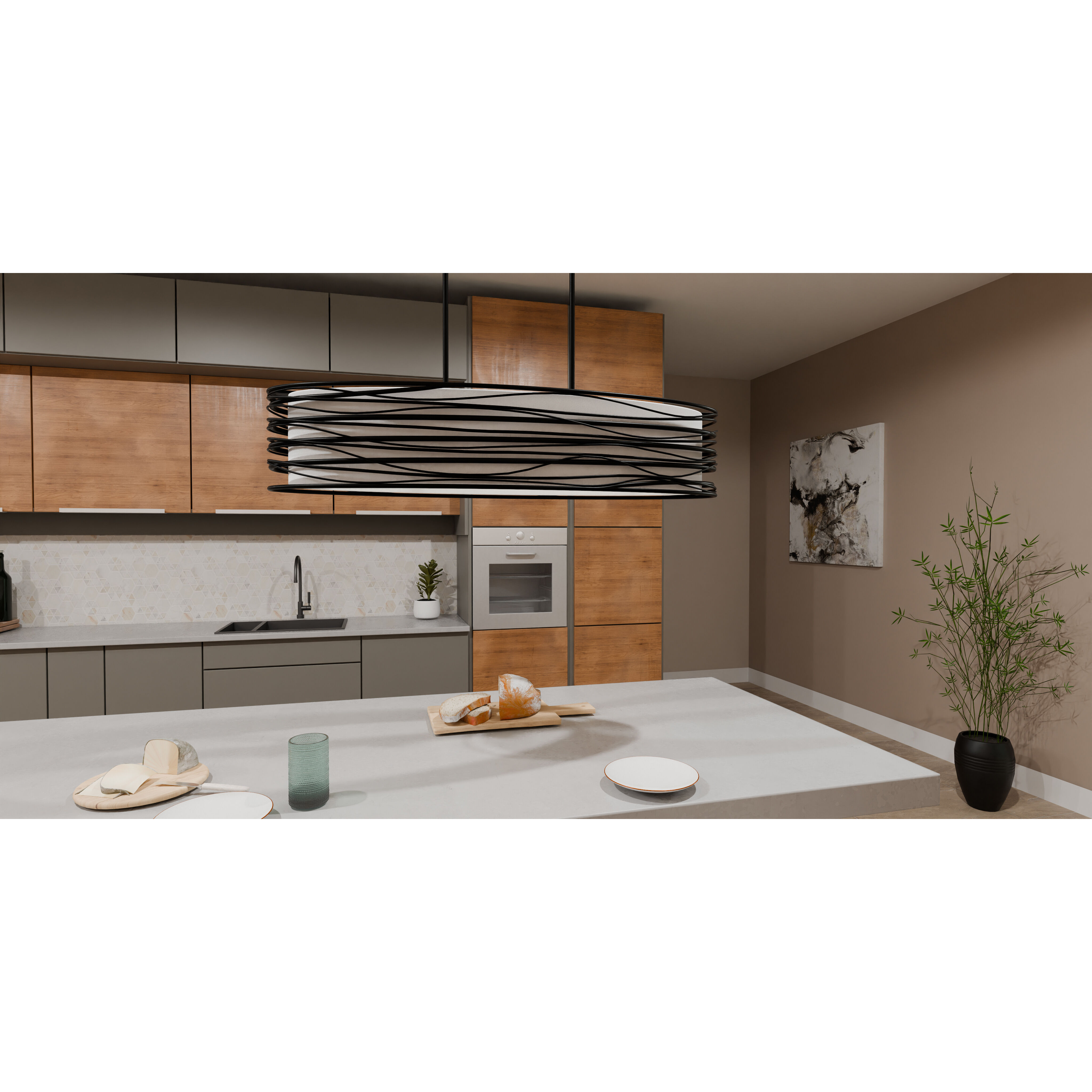 Spiral 5 Light 42 inch Mystic Black Island Light Ceiling Light, Medium