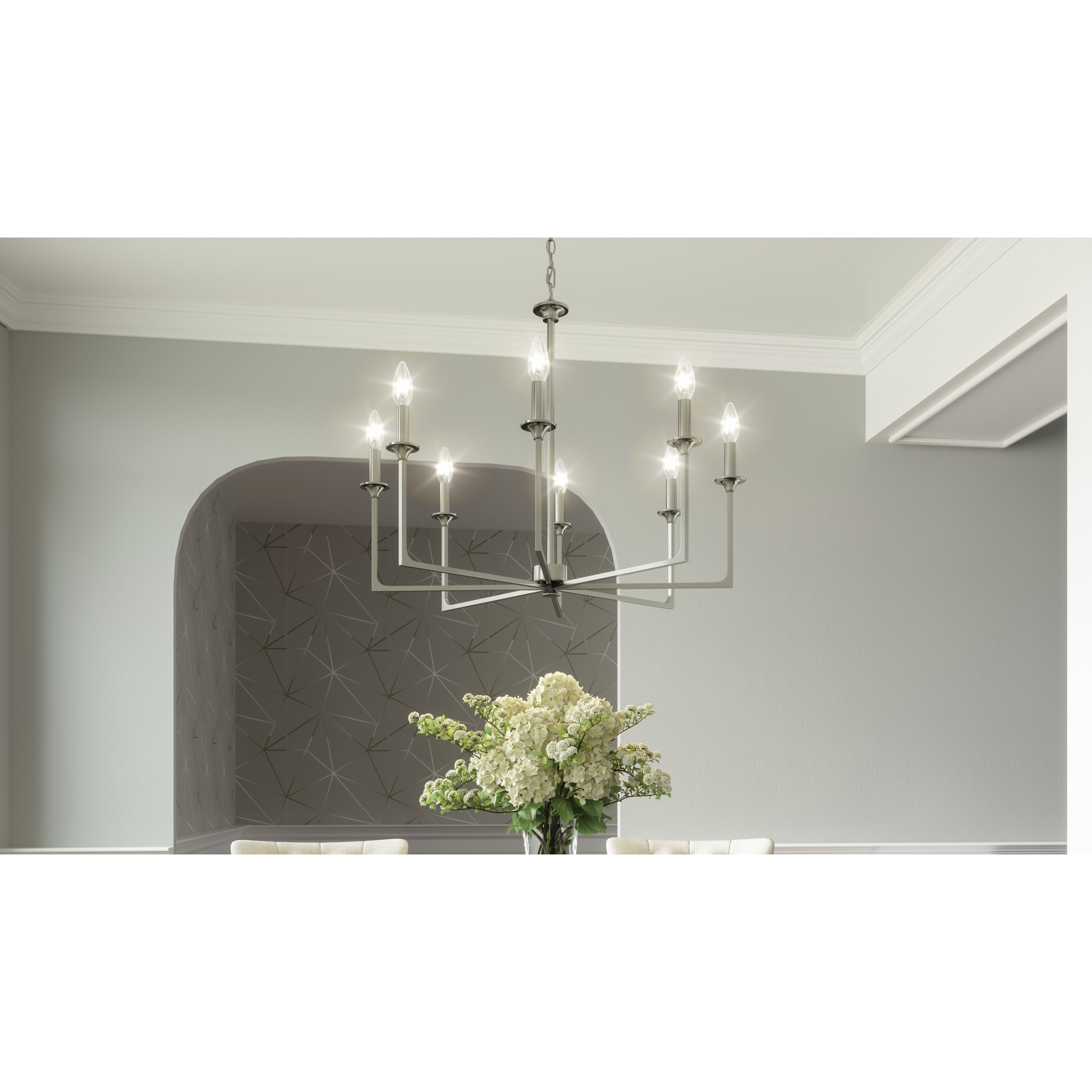 Prescott 8 Light 32 inch Brushed Nickel Chandelier Ceiling Light