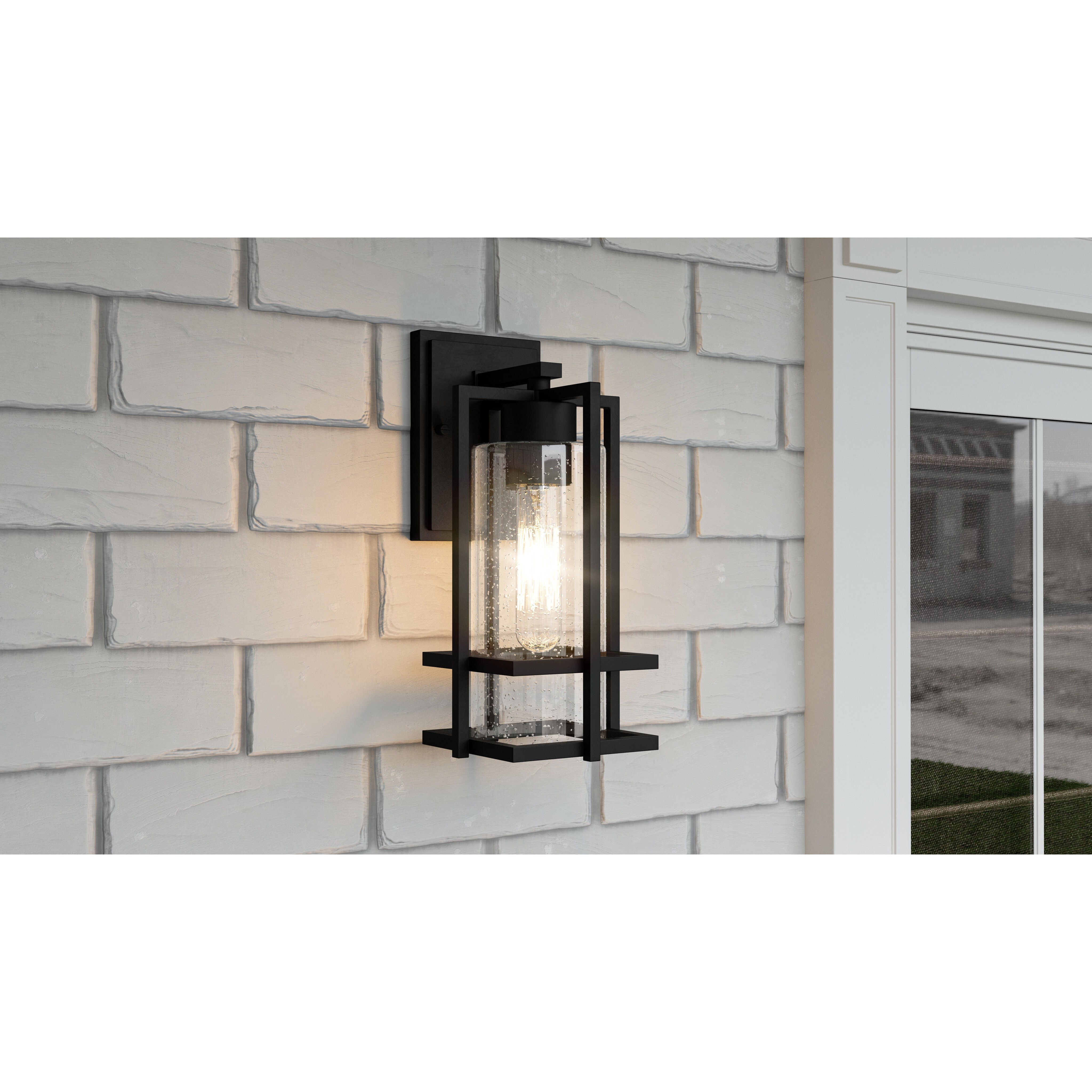 Damien 1 Light 12 inch Earth Black Outdoor Wall Lantern