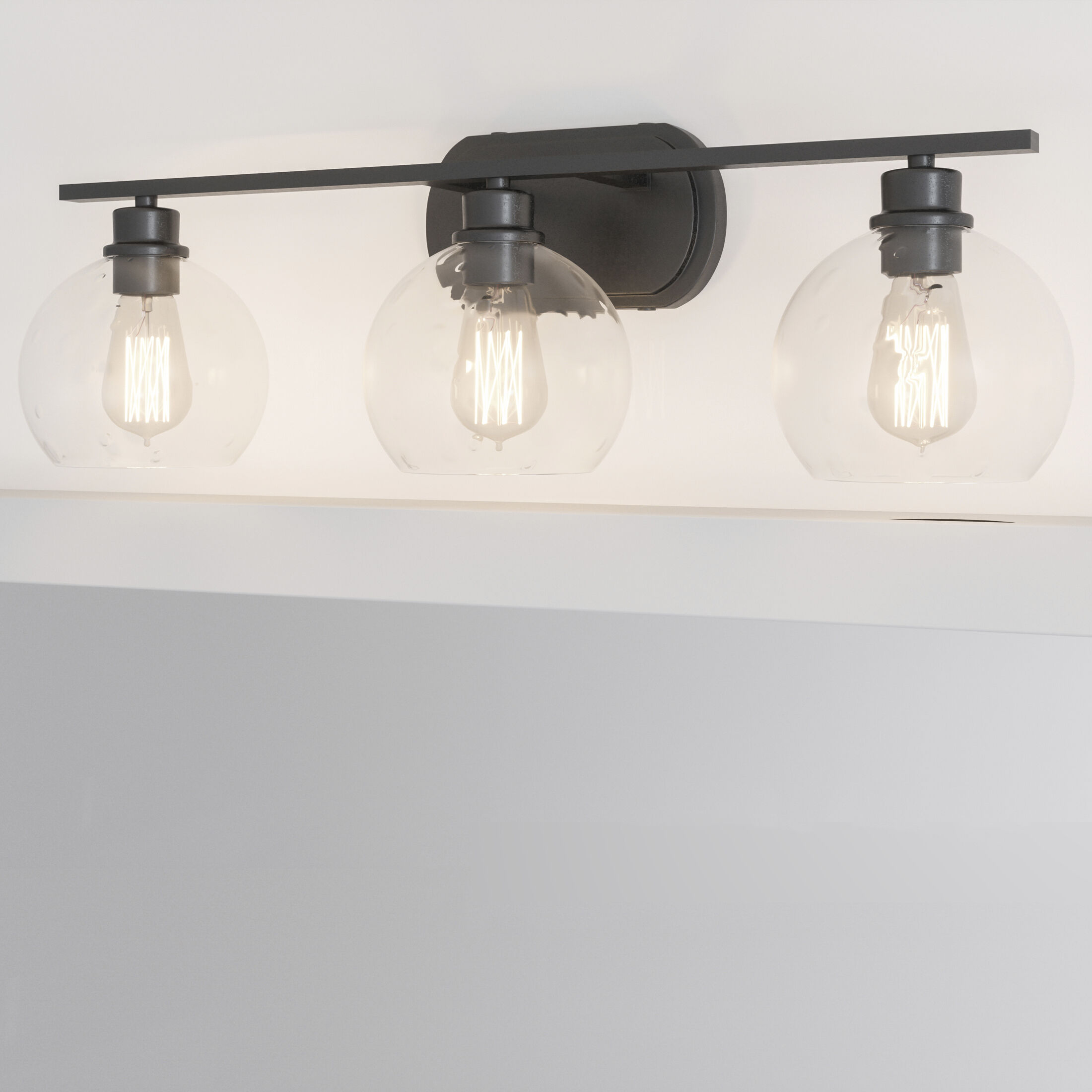 Pruitt 3 Light 26.25 inch Matte Black Bath Light Wall Light