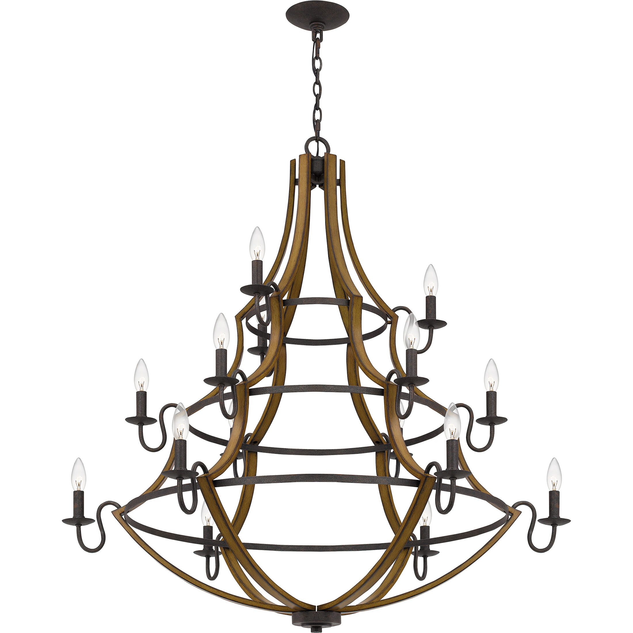 Shire 15 Light 43 inch Rustic Black Chandelier Ceiling Light