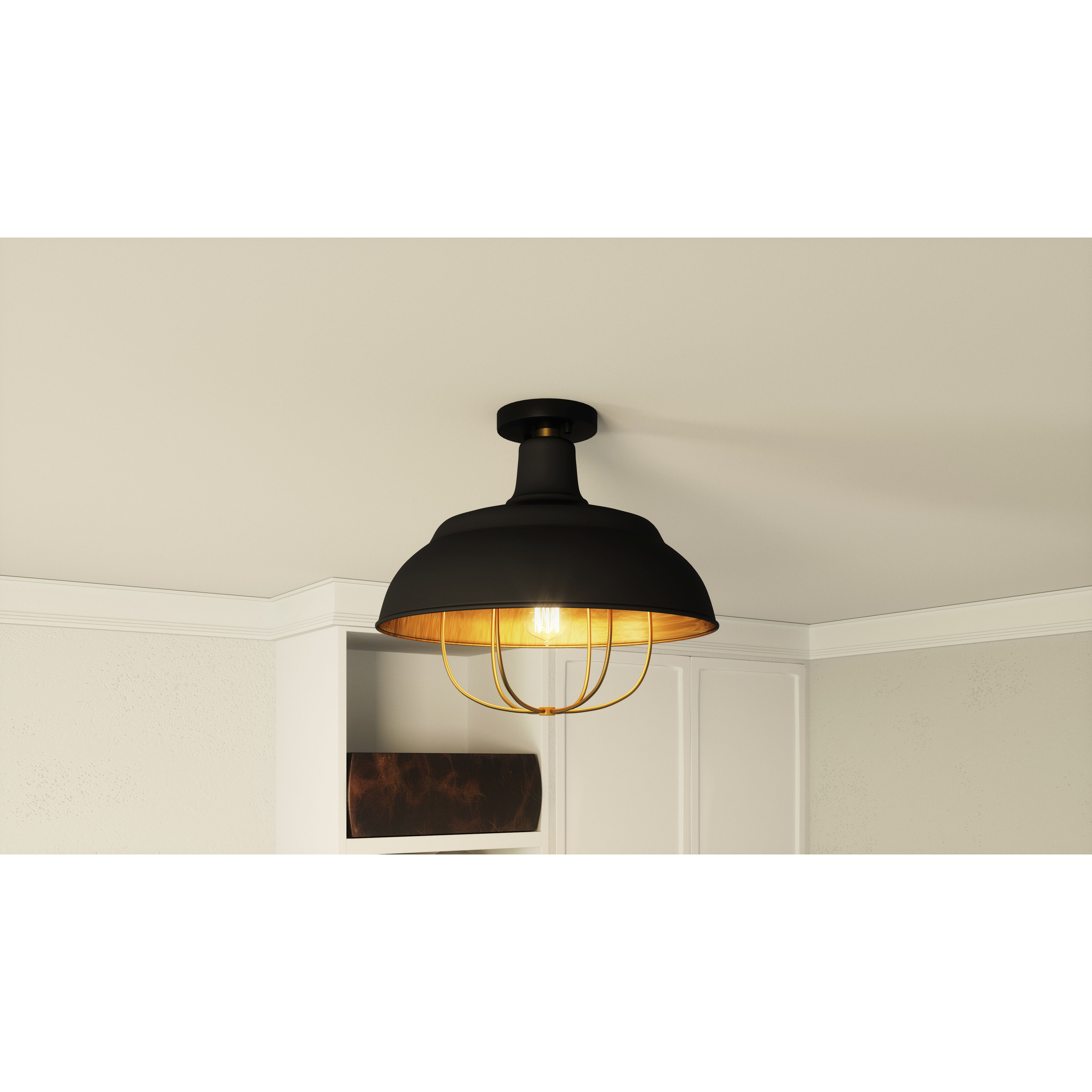 Darmody 1 Light 17 inch Matte Black Semi-Flush Mount Ceiling Light