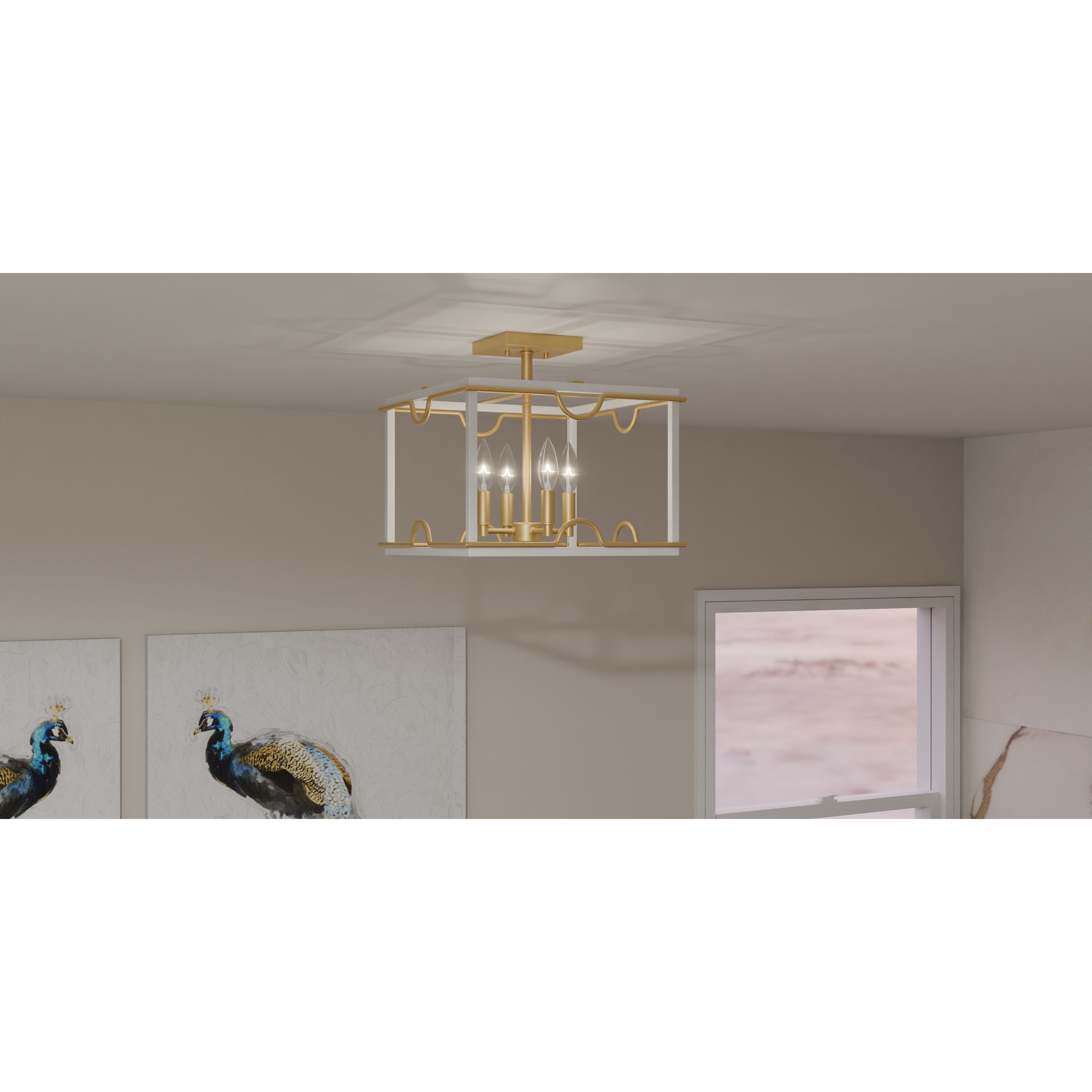 Brinkman 4 Light 14 inch Matte White Semi-Flush Mount Ceiling Light, Medium