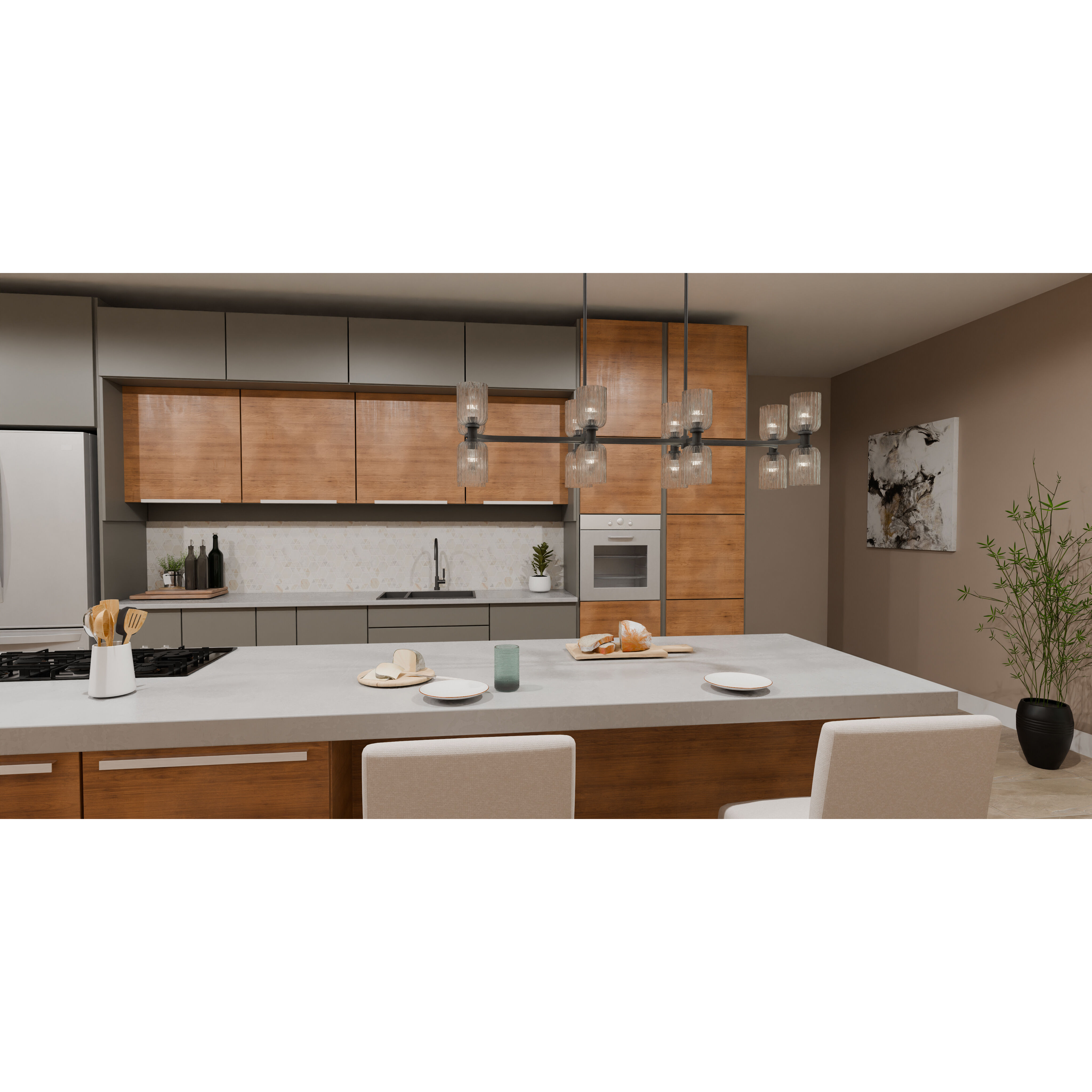 Ramada 16 Light 46 inch Matte Black Island Light Ceiling Light, Large