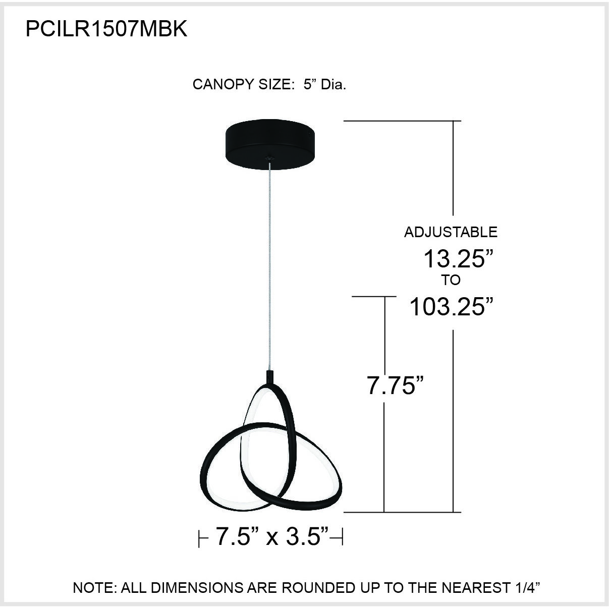 Illoria LED 8 inch Matte Black Mini Pendant Ceiling Light