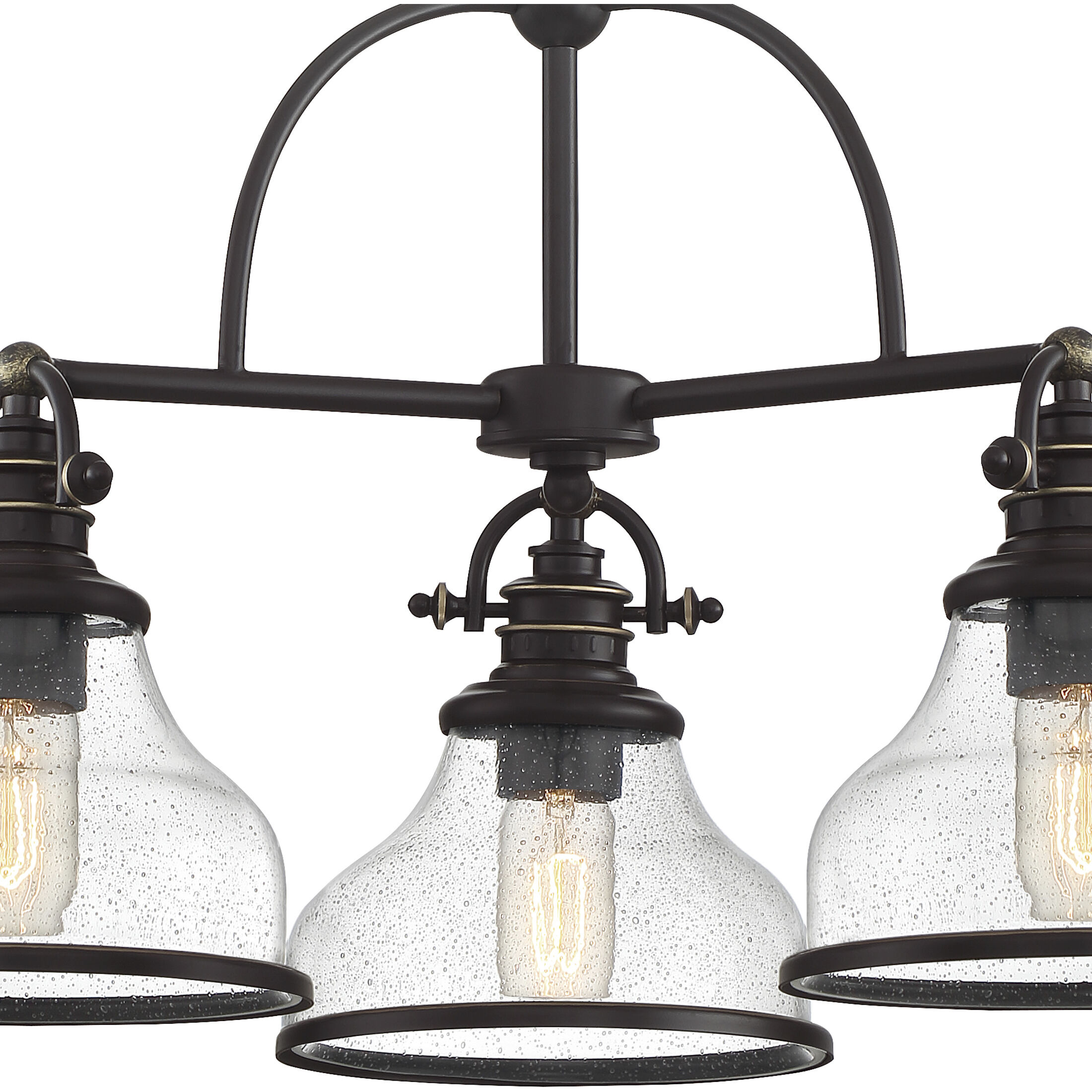 Grant 3 Light 24 inch Palladian Bronze Dinette Chandelier Ceiling Light with Seedy Glass Shades