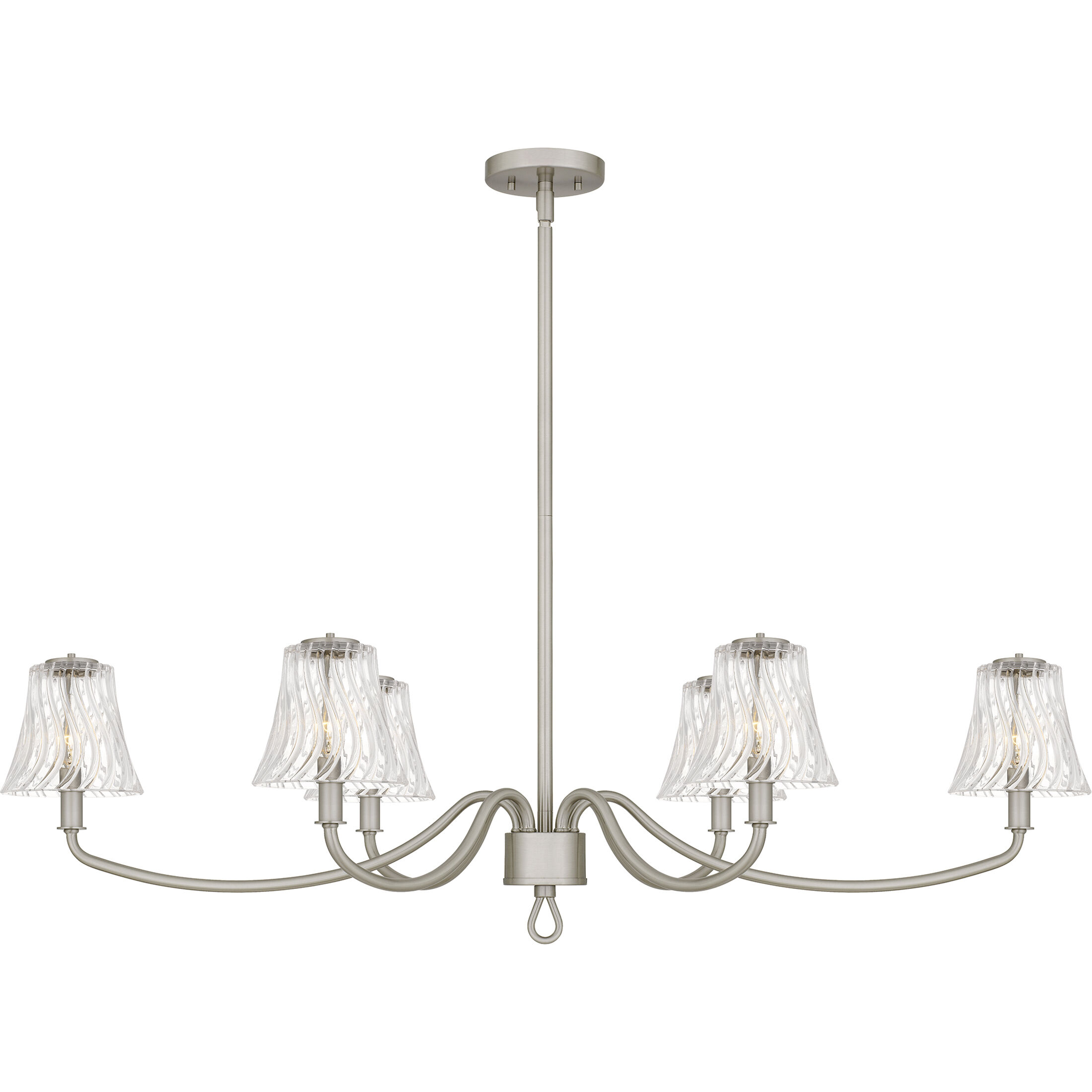 McKinney 6 Light 44 inch Brushed Nickel Linear Chandelier Ceiling Light, Medium