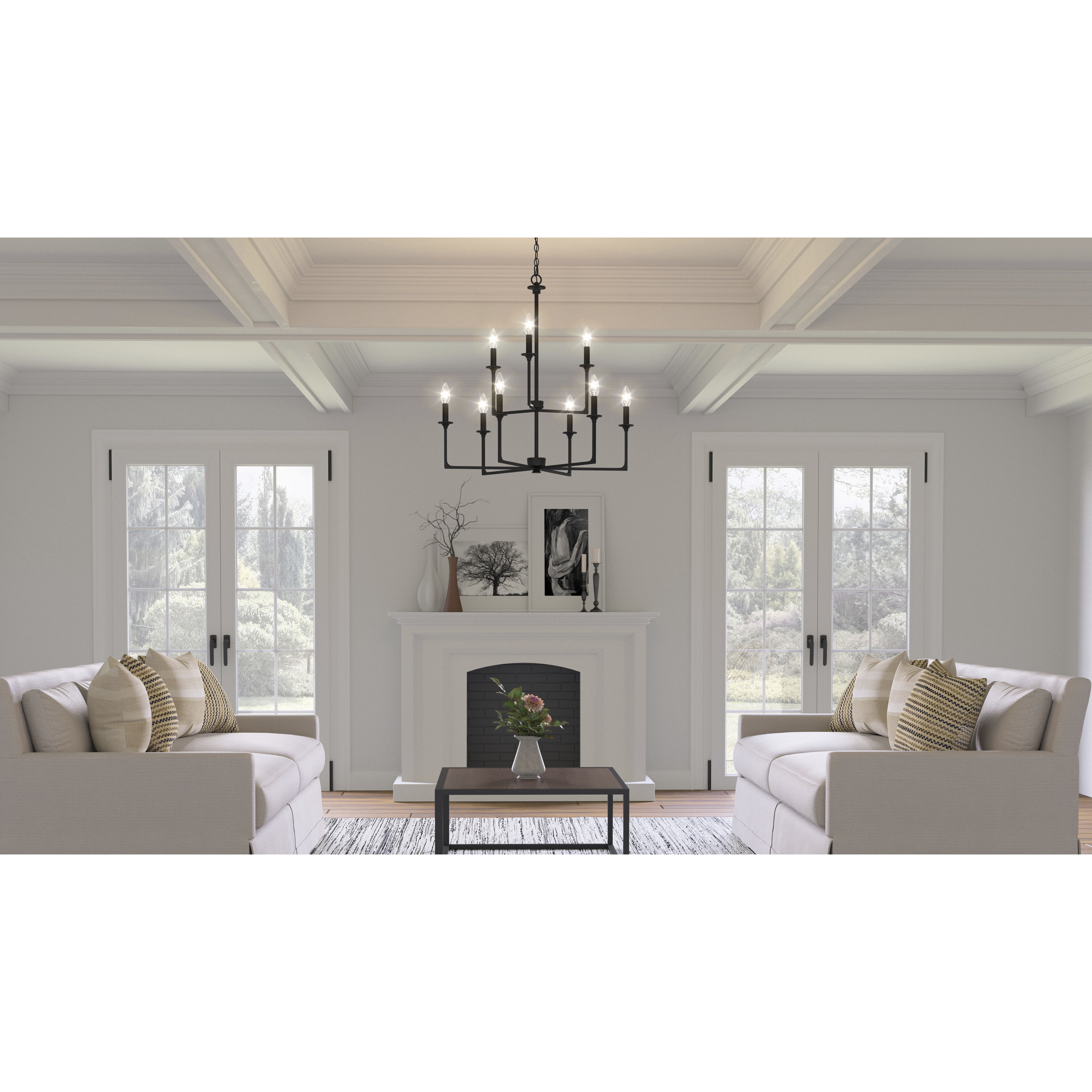 Prescott 9 Light 32 inch Matte Black Chandelier Ceiling Light