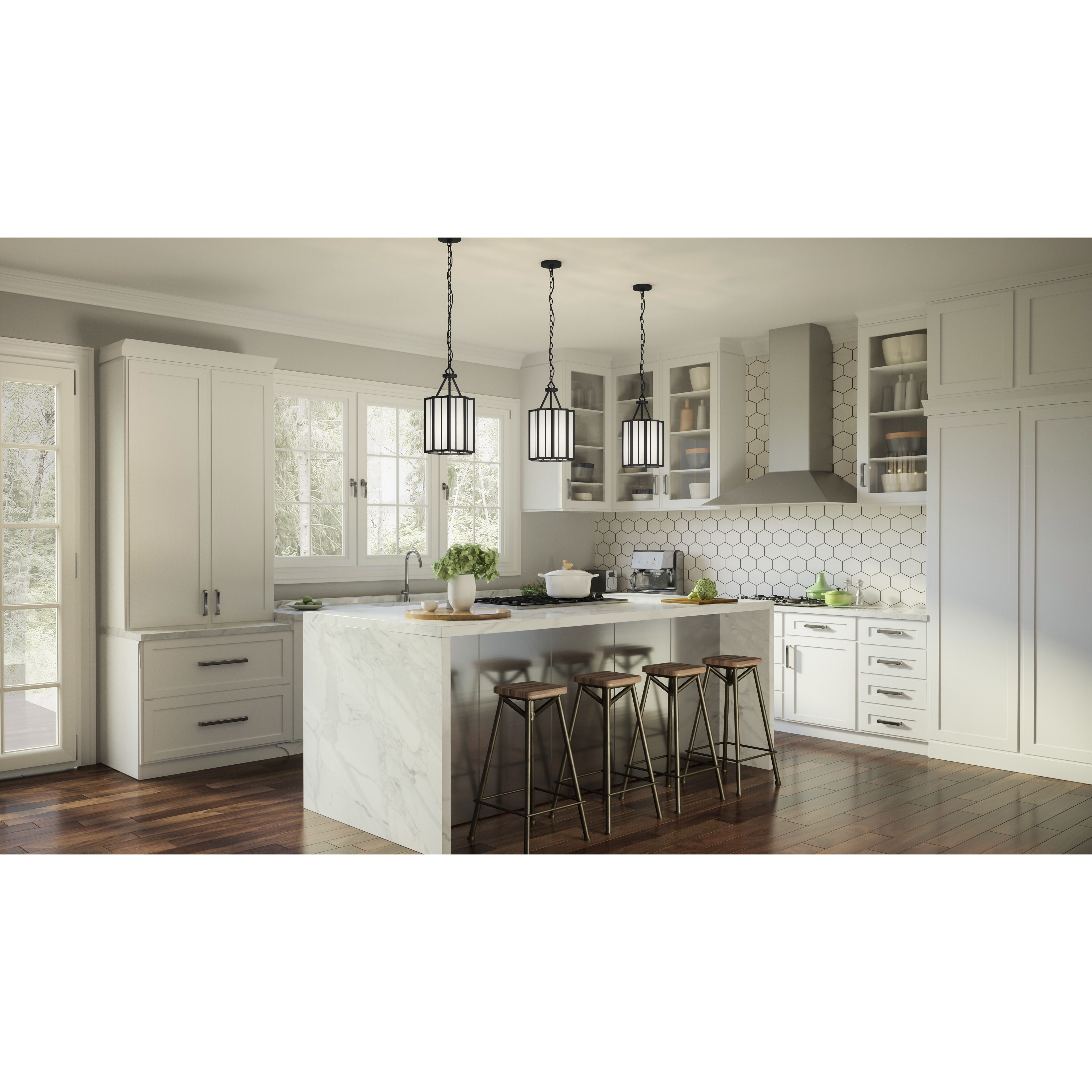 Martinique 3 Light 9.75 inch Matte Black Mini Pendant Ceiling Light, Small