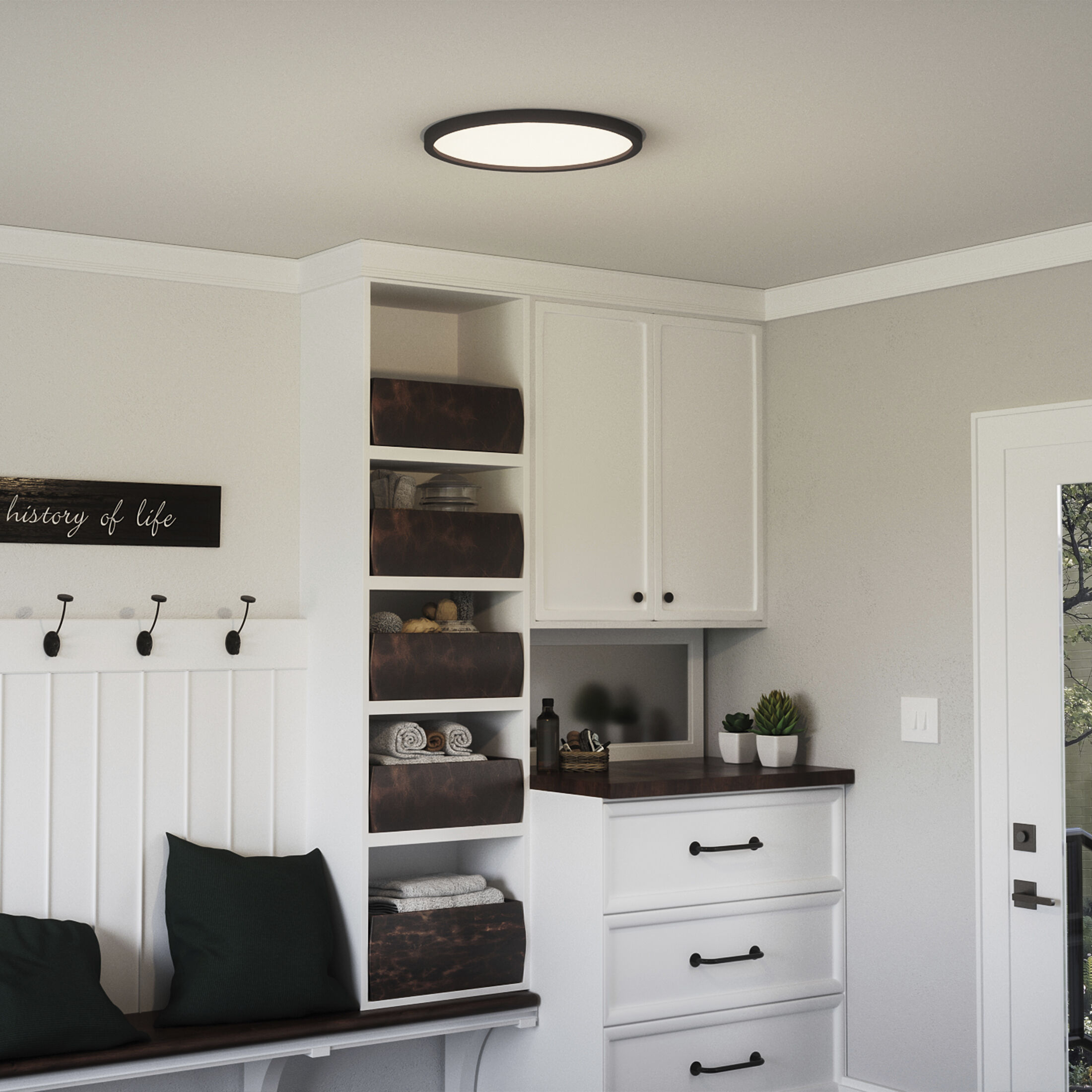Quoizel OST1720EK Outskirts 20 inch Earth Black Flush Mount Ceiling Light