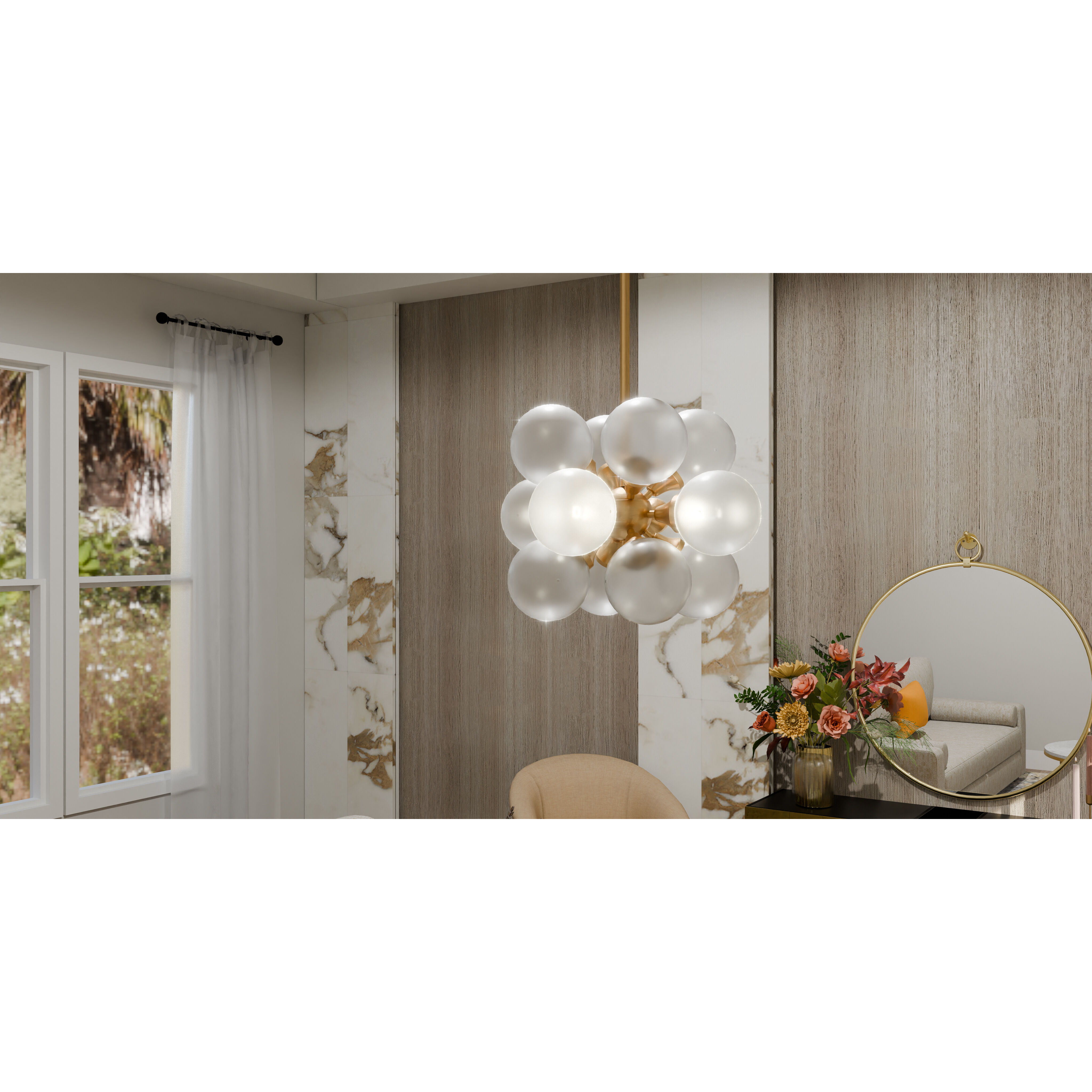 Glinda 4 Light 20 inch Brushed Weathered Brass Pendant Ceiling Light