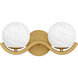 Spherical 2 Light 14.5 inch Aged Brass Bath Light Wall Light, Medium