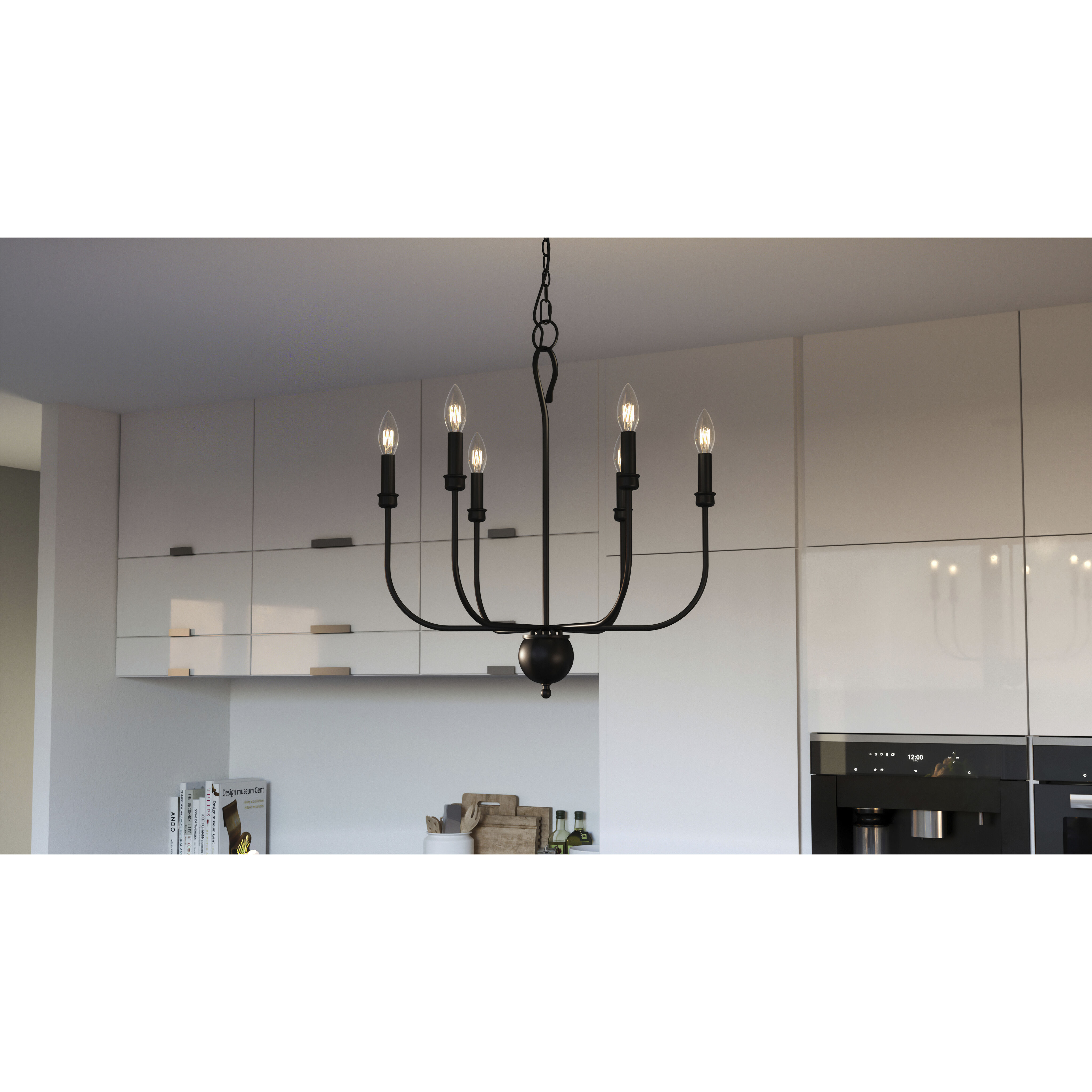 Blanche 6 Light 22 inch Matte Black Chandelier Ceiling Light