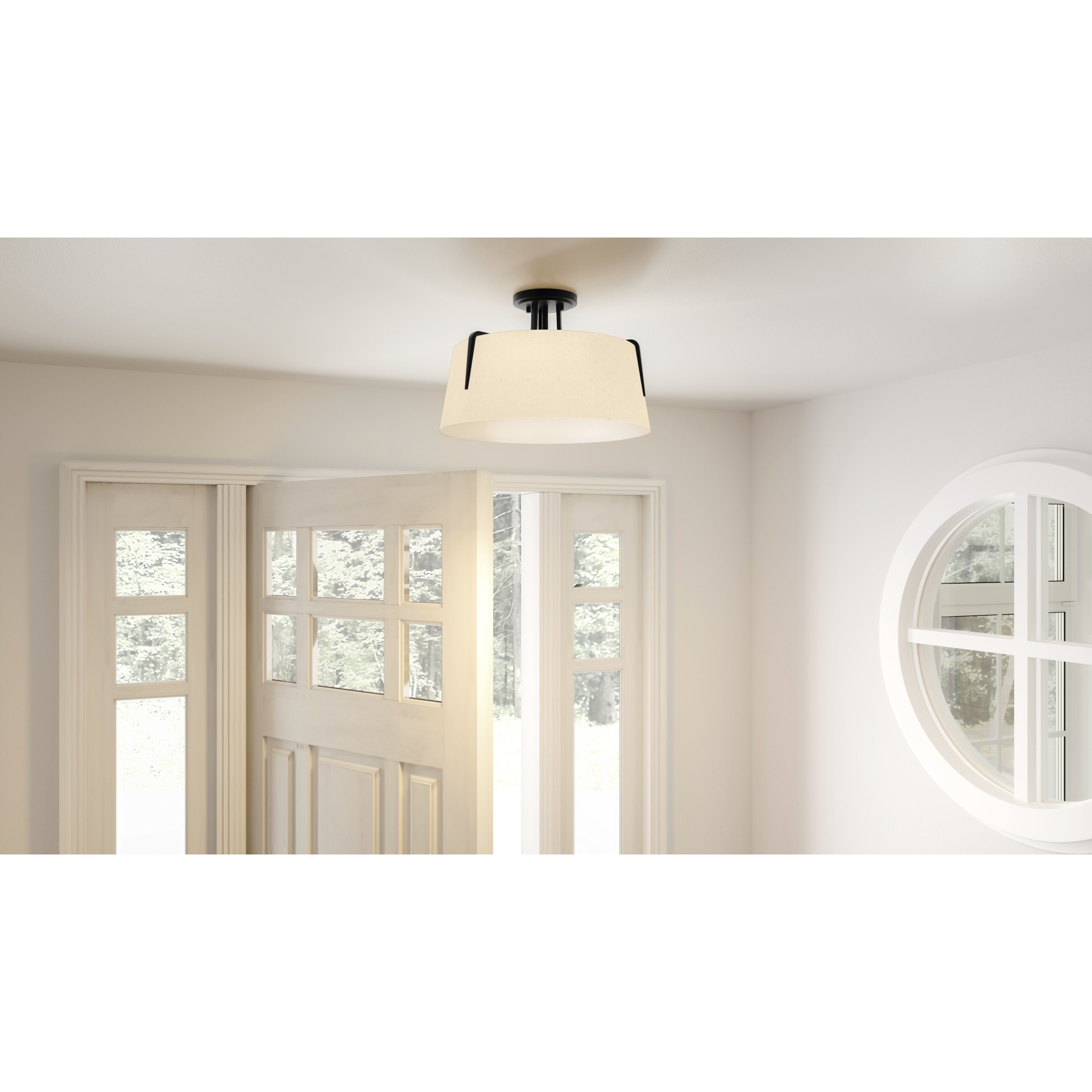 Leona 3 Light 16 inch Matte Black Semi-Flush Mount Ceiling Light