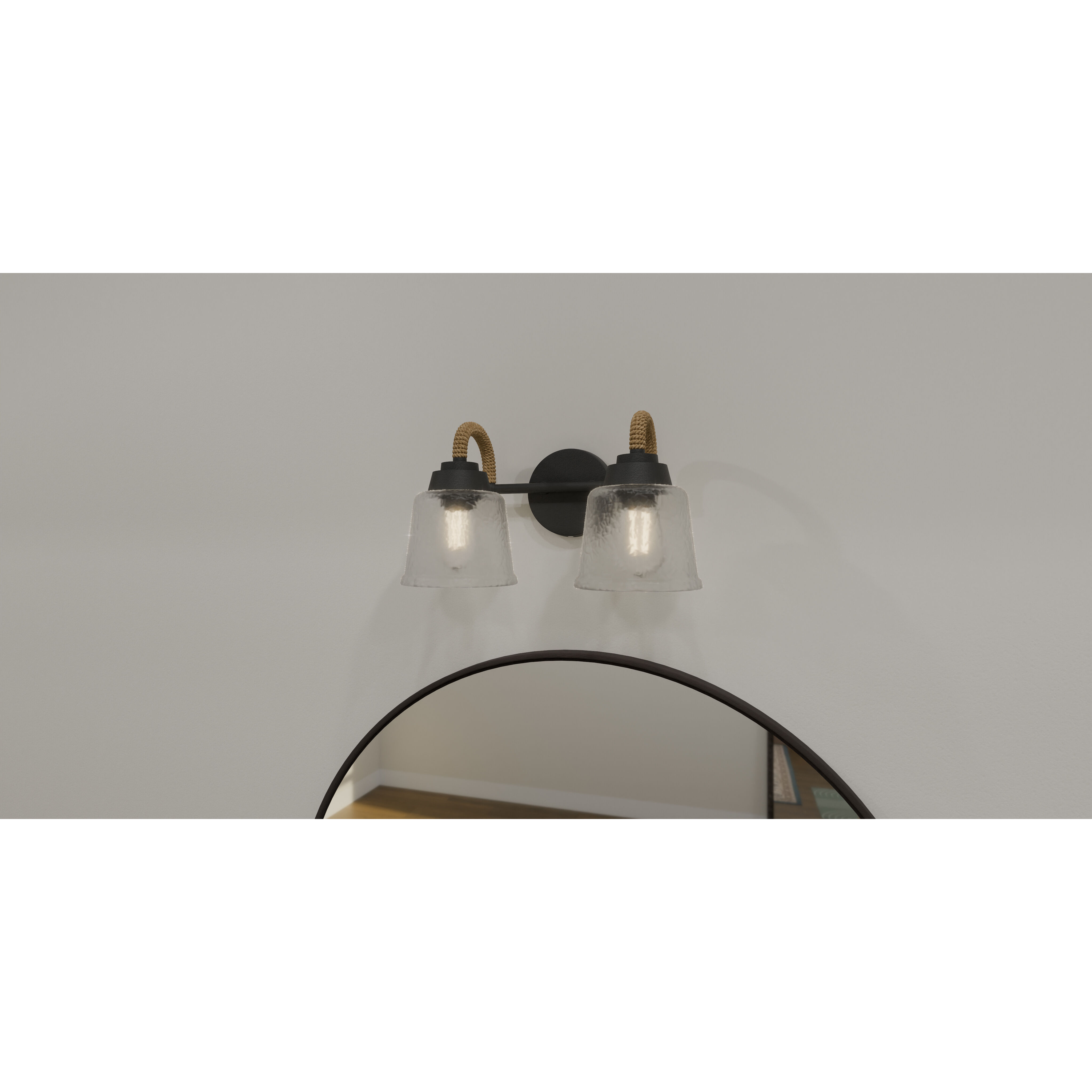 Seabreeze 2 Light 14.5 inch Matte Black Bath Light Wall Light, Medium