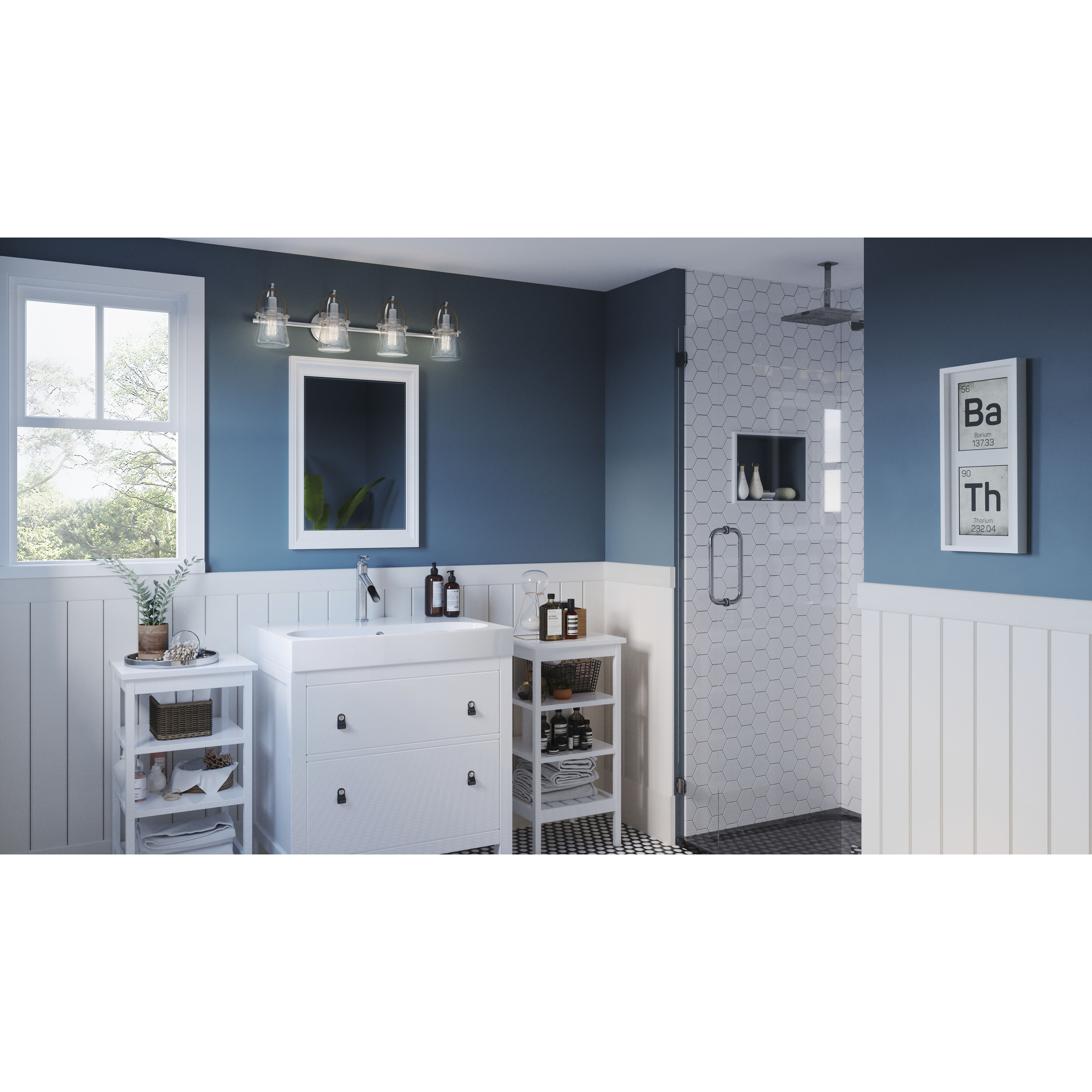 Stafford 4 Light 32 inch Brushed Nickel Bath Light Wall Light, Extra Large