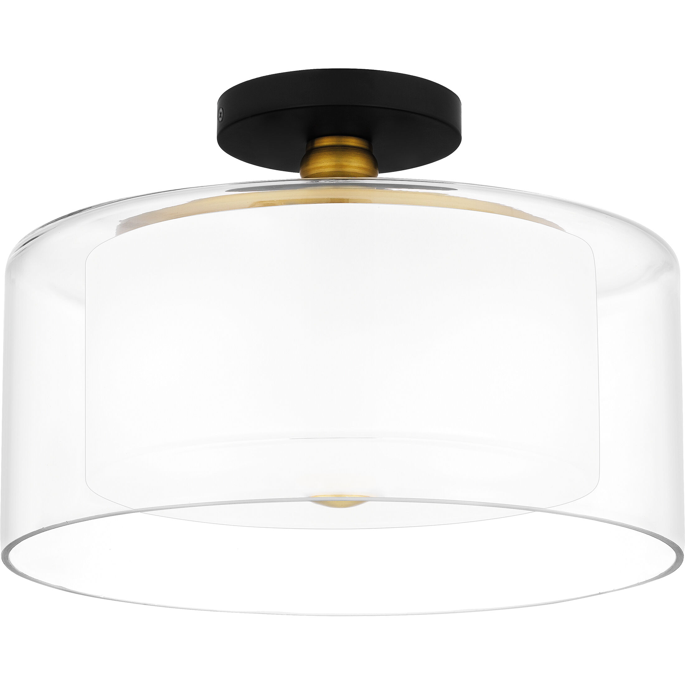 Rowland 2 Light 14 inch Matte Black Semi-Flush Mount Ceiling Light