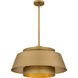 Lumi 3 Light 24 inch Brushed Weathered Brass Pendant Ceiling Light, Large