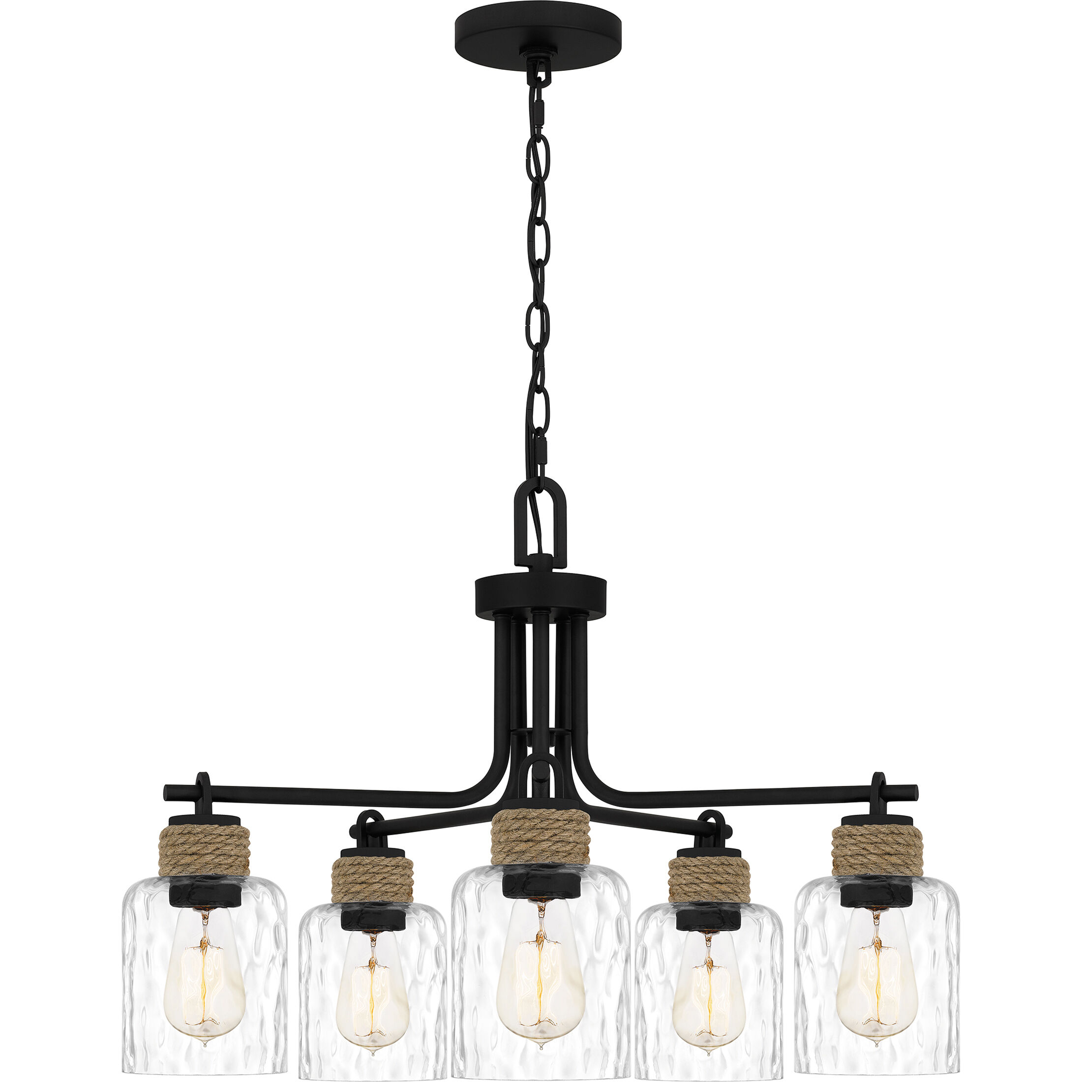 Baltic 5 Light 26 inch Matte Black Chandelier Ceiling Light